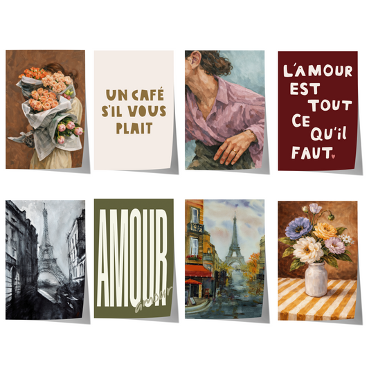 Frankreich Vintage Poster · Geschenkidee · Paris Blumen Café Illustration · Dekoprint ohne Rahmen