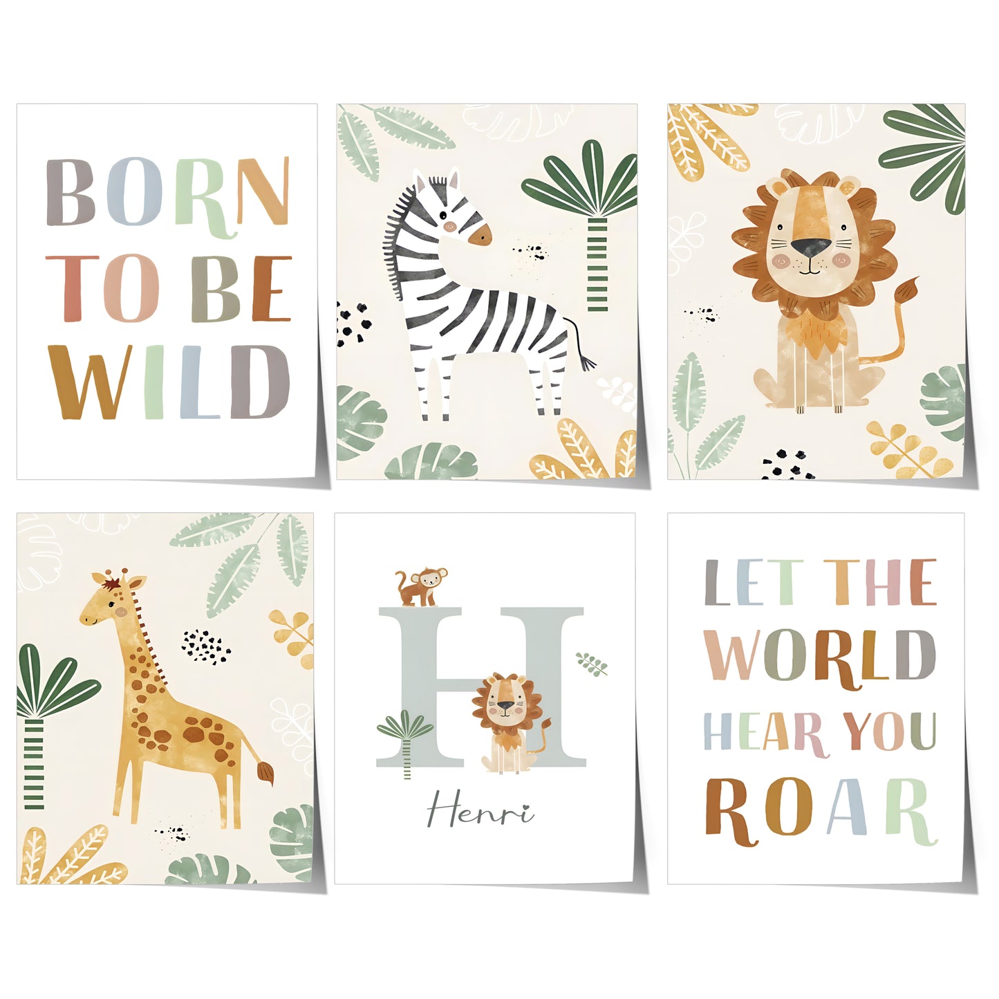 Poster Kinderzimmer Dschungel Tiere · Name Personalisiert · Kinderzimmer Bilder · Wand Deko · Kunst Druck · Deko Print · ohne Rahmen