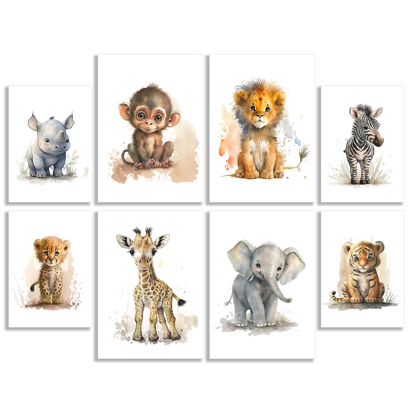 Poster Kinderzimmer Tiere Wald Dschungel Aquarell I Kinderzimmer Bilder I Wand Deko I Kunst Druck I Deko Print I ohne Rahmen