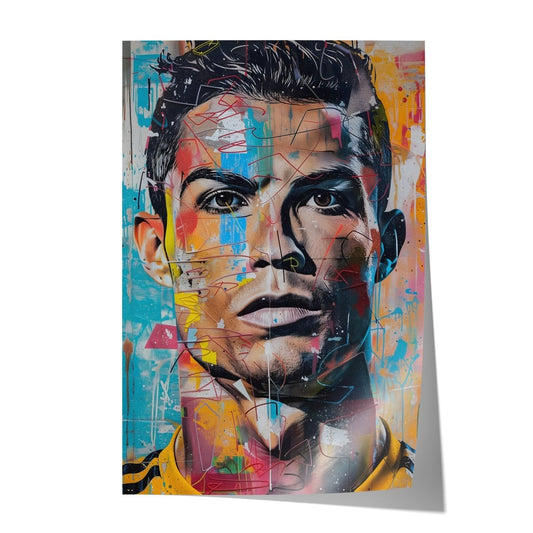 Street Art Fußball Legende Ronaldo · Pop Art Wandbild · Modernes Graffiti Poster ohne Rahmen - justgoodmood