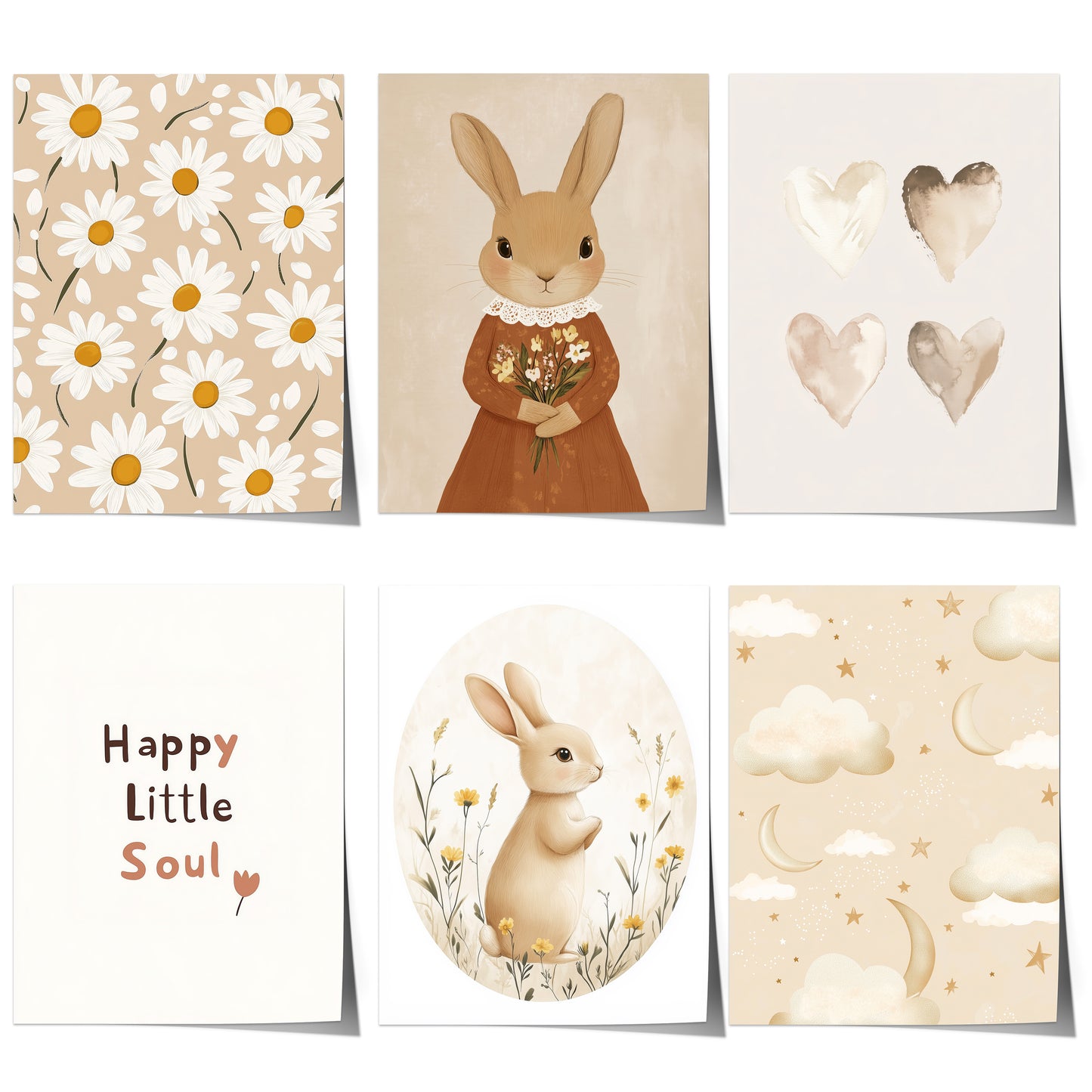 süße Hasen Poster Kinderzimmer · Geschenkidee für Kinder · Babyzimmer Deko · Modern Abstrakt Minimalistisch neutral ·Deko Print ohne Rahmen