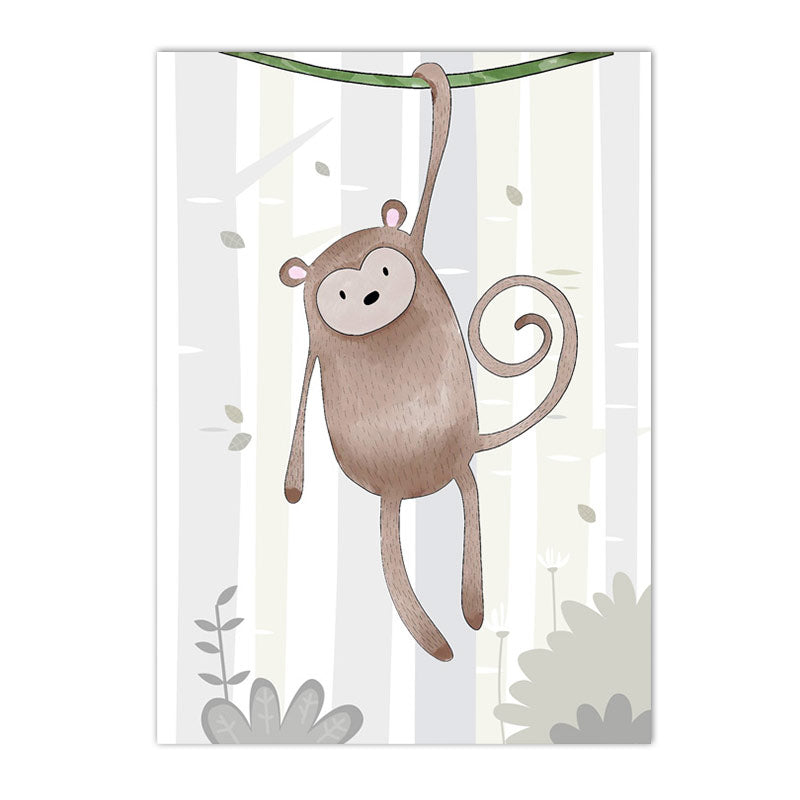 Niedliches Affenpost von justgoodmood - fröhliche Wanddeko für das Kinderzimmer, perfekt für kleine Abenteurer.