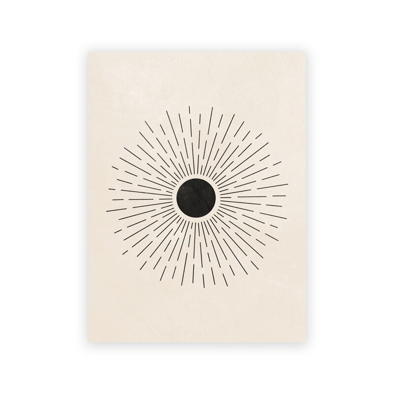 Stilvolles Poster Mond und Sterne in Gold und Schwarz von justgoodmood, das elegante Akzente für Ihre Wand bietet.