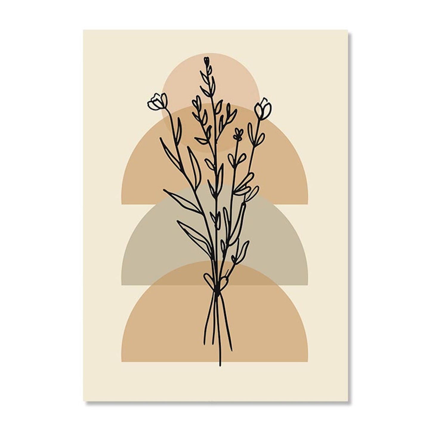 Schickes Boho Linien Abstrakt Botanik Poster von justgoodmood, das eine zarte Linienzeichnung von Blumen vor einem harmonischen Hintergrund zeigt – perfekt als Deko für Ihr Schlafzimmer oder Wohnzimmer.