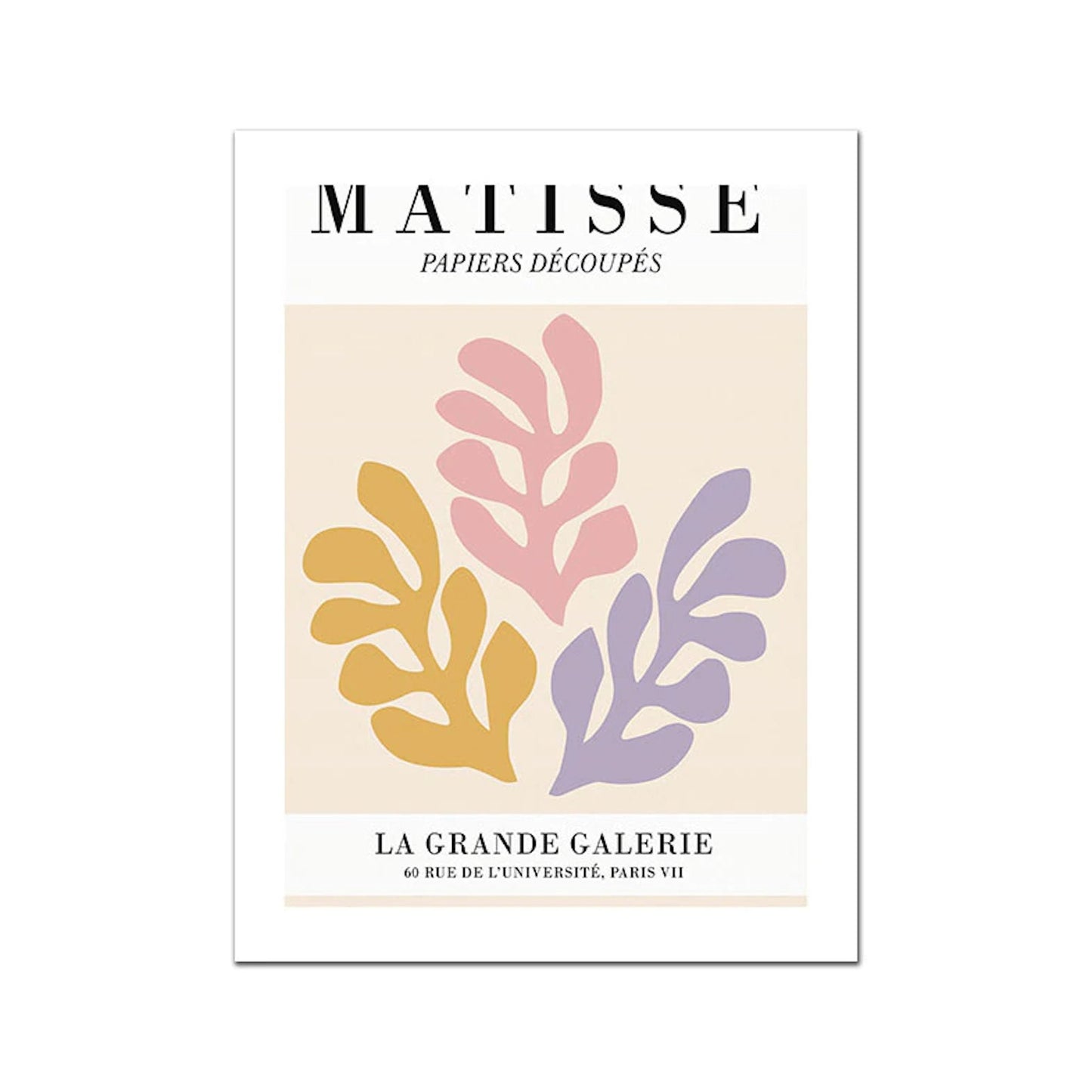 Schönes Matisse Blumen Abstrakt Poster, stilvoll präsentiert von justgoodmood, zeigt moderne florale Elemente auf einem hellen Hintergrund.
