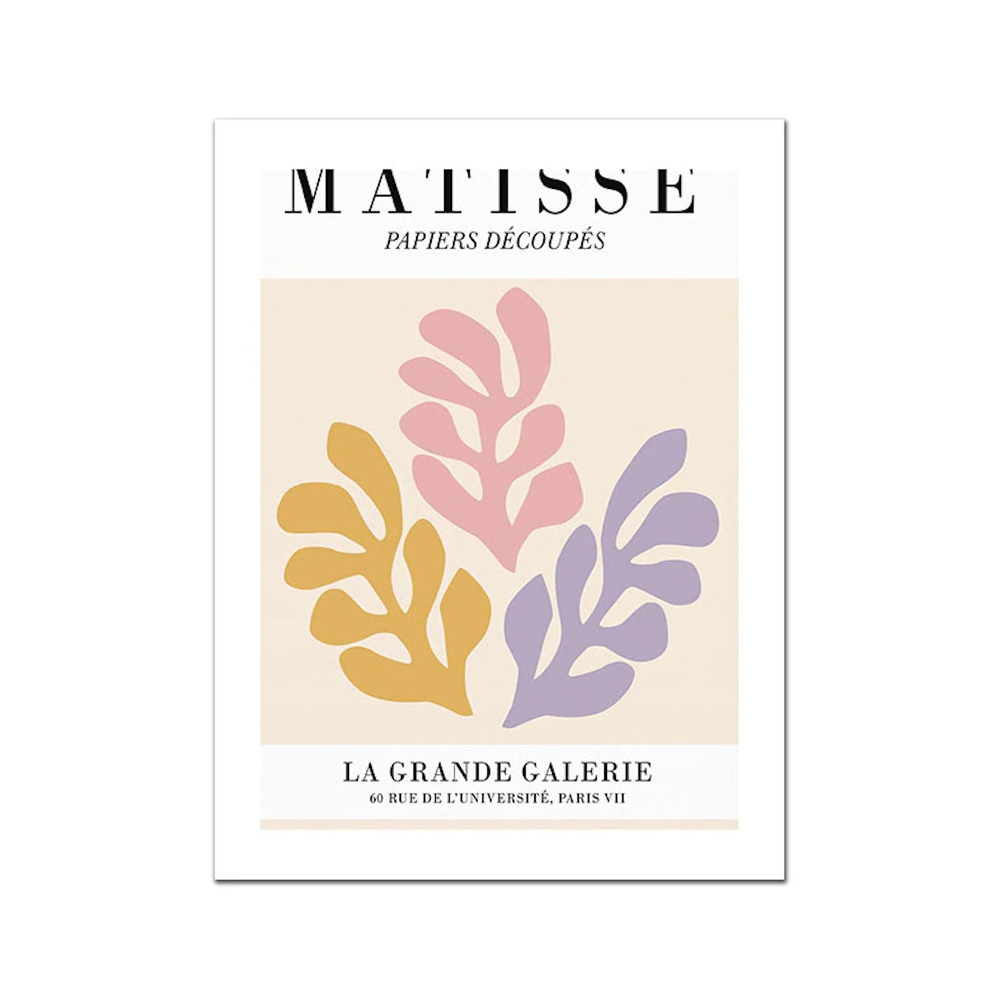 Schönes Matisse Blumen Abstrakt Poster, stilvoll präsentiert von justgoodmood, zeigt moderne florale Elemente auf einem hellen Hintergrund.