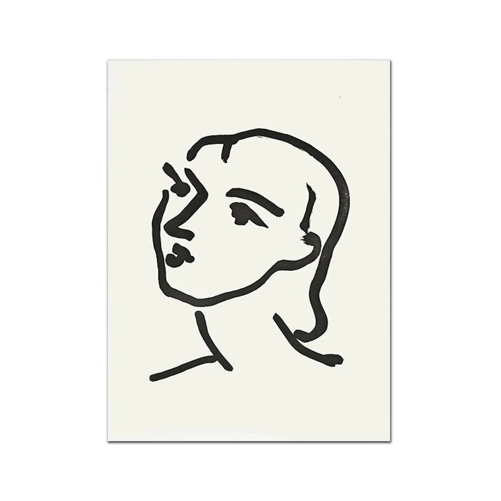 Ein stilvolles, minimalistisches Poster mit einem Portrait in Schwarz-weiß. Ideal für kreative Wandgestaltungen. Poster Matisse Gesicht Abstrakt | Deko Print ohne Rahmen von justgoodmood.