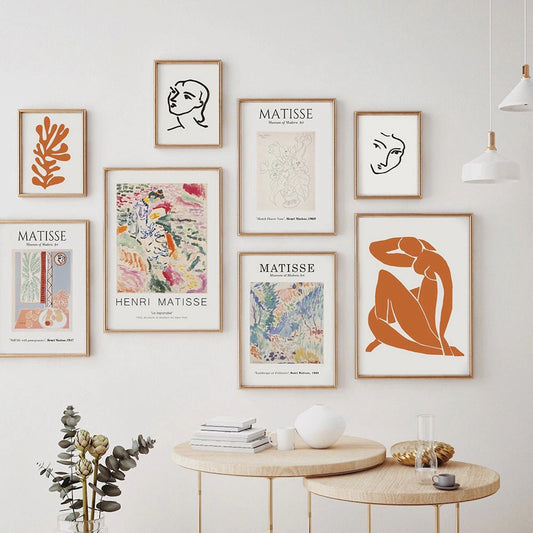 Verschiedene Matisse Poster in einem geschmackvollen Wandarrangement - perfekt für Wohnzimmer und Schlafzimmer. Poster Matisse Gesicht Abstrakt | Bilder Set Matisse Bunt von justgoodmood.