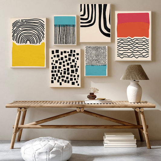 Stilvolle Poster mit abstrakten Linien und Formen für Wohnzimmer und Schlafzimmer von justgoodmood. Entdecken Sie moderne Wandbilder, die Ihrem Raum Farbe verleihen!