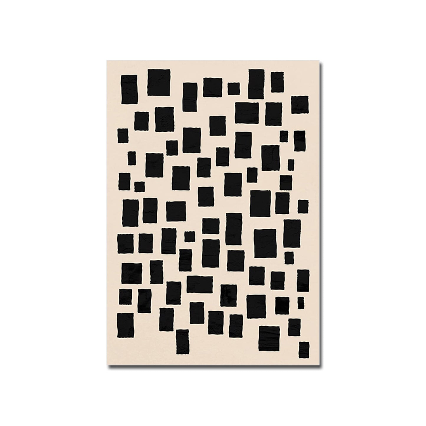 Modernes Poster mit variierenden schwarzen Rechtecken auf hellbeigem Hintergrund. Fügen Sie Ihrem Raum Farbe hinzu mit Kunst von justgoodmood.