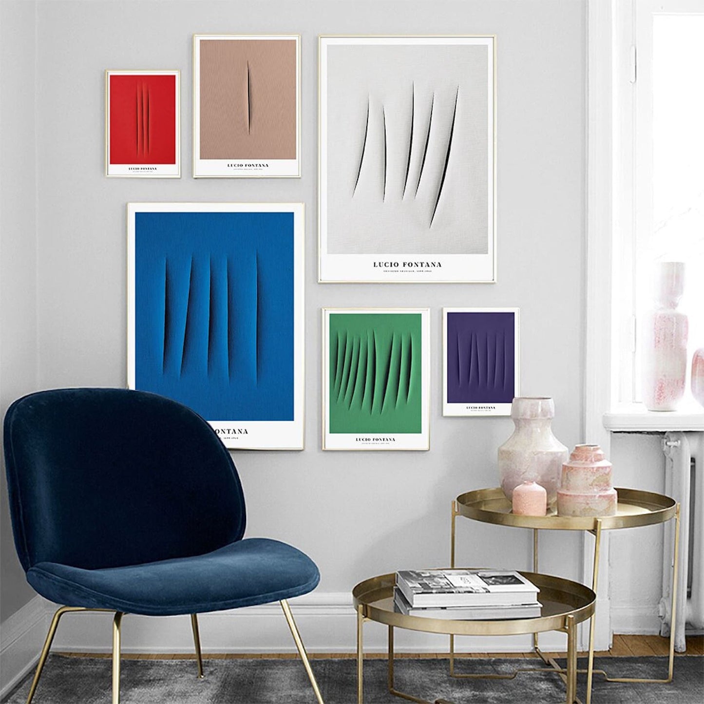 Moderne Wandbilder im Cut Stoff Optik von justgoodmood, arrangiert in einer harmonischen Komposition. Diese Poster sind die ideale Wahl für individuelle Raumgestaltungen im Wohnzimmer oder Schlafzimmer.