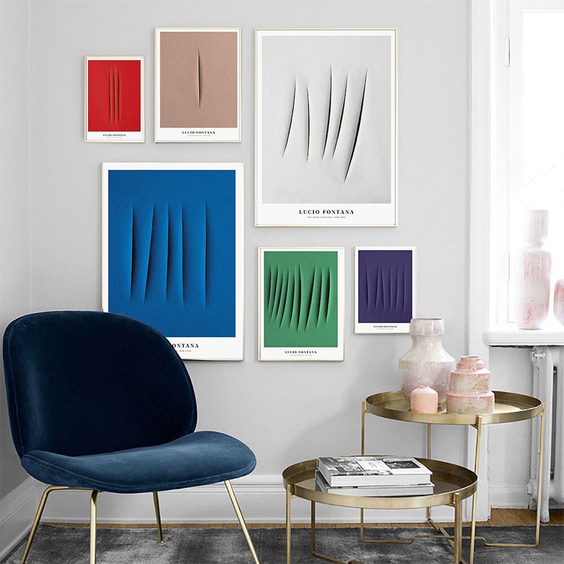 Moderne Wandbilder im Cut Stoff Optik von justgoodmood, arrangiert in einer harmonischen Komposition. Diese Poster sind die ideale Wahl für individuelle Raumgestaltungen im Wohnzimmer oder Schlafzimmer.
