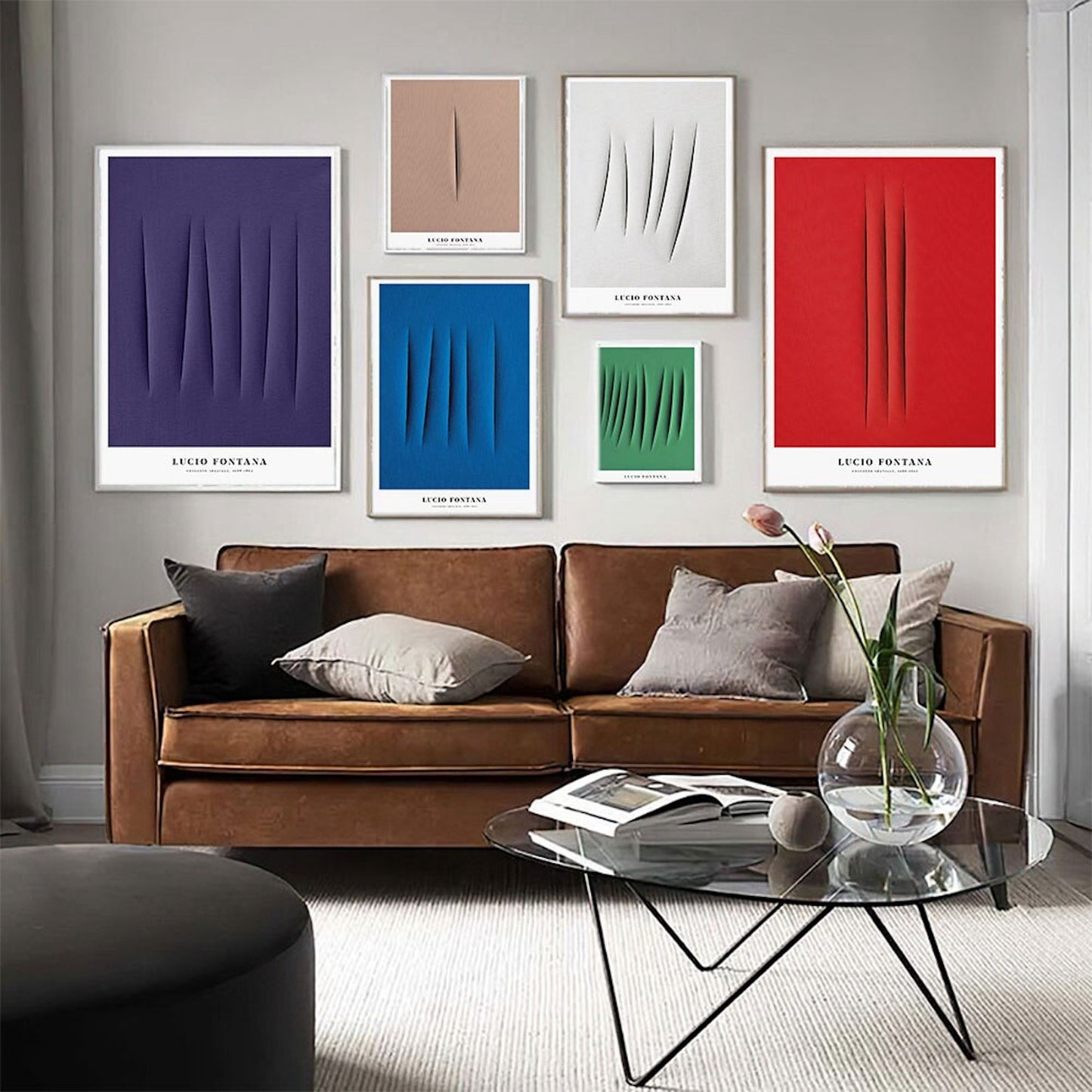 Schönes Poster Set im Cut Stoff Optik Design von justgoodmood, perfekt für die Wandgestaltung im Wohnzimmer oder Schlafzimmer. Stilvolle Bilder in verschiedenen Farben in eleganter Rahmenanordnung.