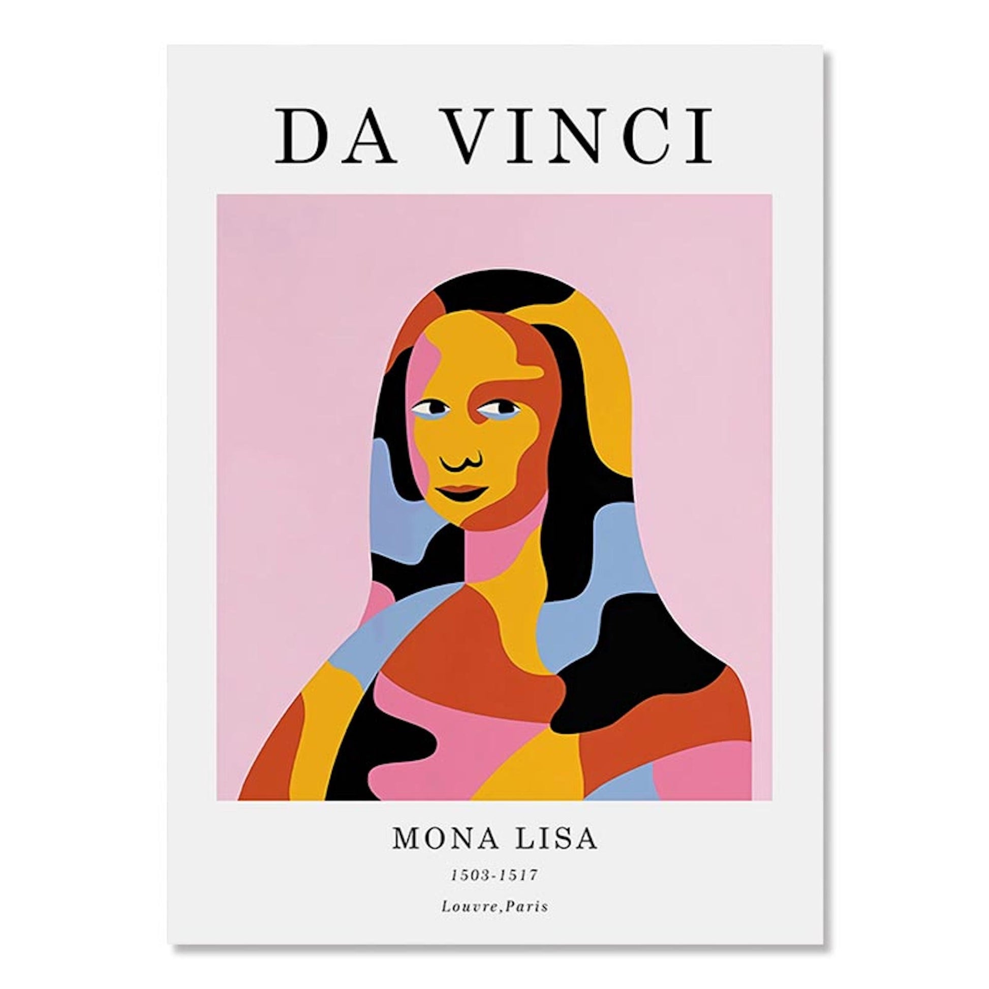 Kreatives und farbenfrohes Mona Lisa Poster, inspiriert von Da Vinci, perfekt für Ihr Zuhause von justgoodmood. Mona Lisa Da Vinci mit Katze als trendiger Hingucker.