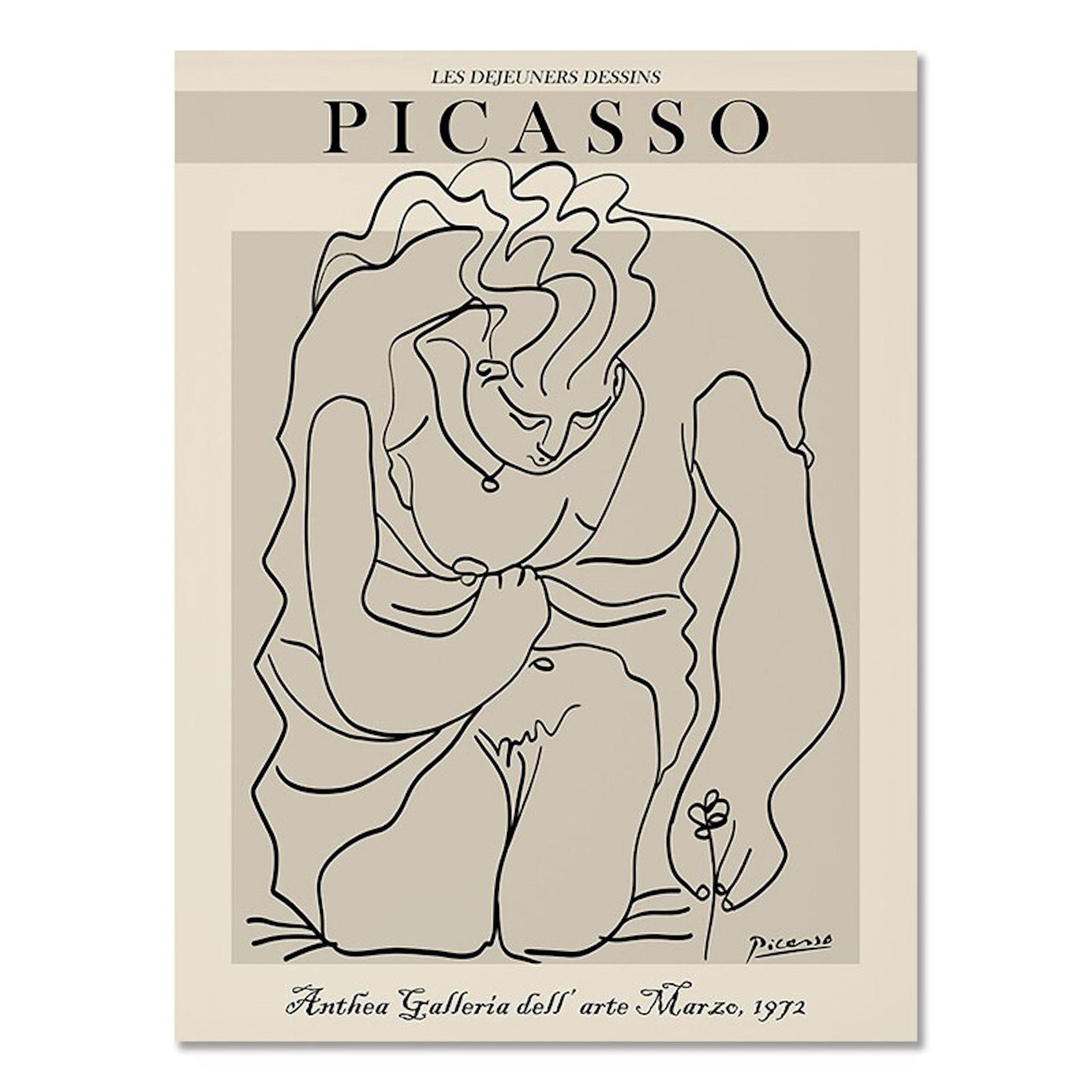 Kreatives Picasso-Poster, das eine nachdenkliche Figur darstellt, ideal für einen stilvollen Wohnraum. Design aus der Kollektion von justgoodmood.