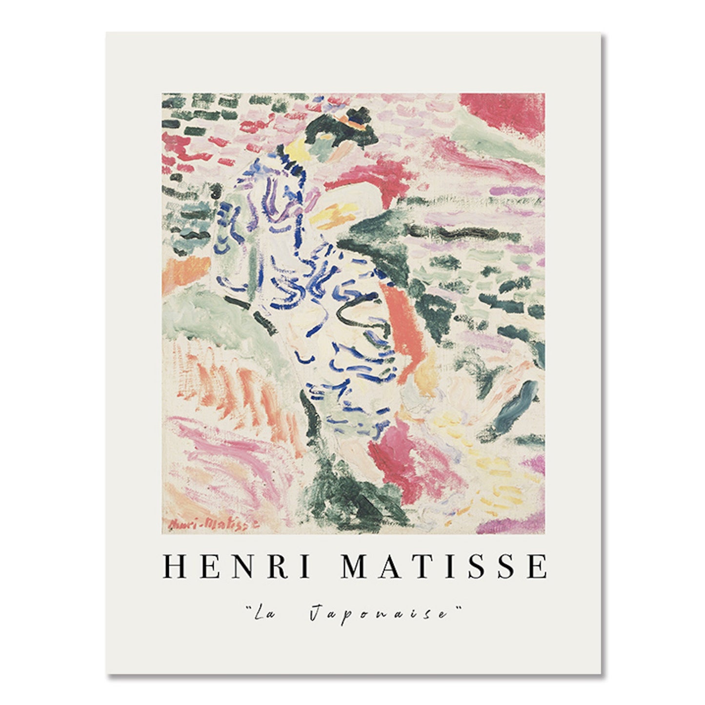 Matisse Blumen Poster 'La Japonaise' von justgoodmood, lebendige Farben auf hochwertiger Leinwand für Ihre Wandgestaltung.