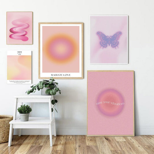 Inspirierendes Wandbild mit dem Titel 'Gedanken Energie Positiv Mindset' von justgoodmood. Das Poster zeigt eine harmonische Gestaltung mit sanften Farben und motivierenden Botschaften, ideal für Wohnkultur und positive Energie im Wohnzimmer.