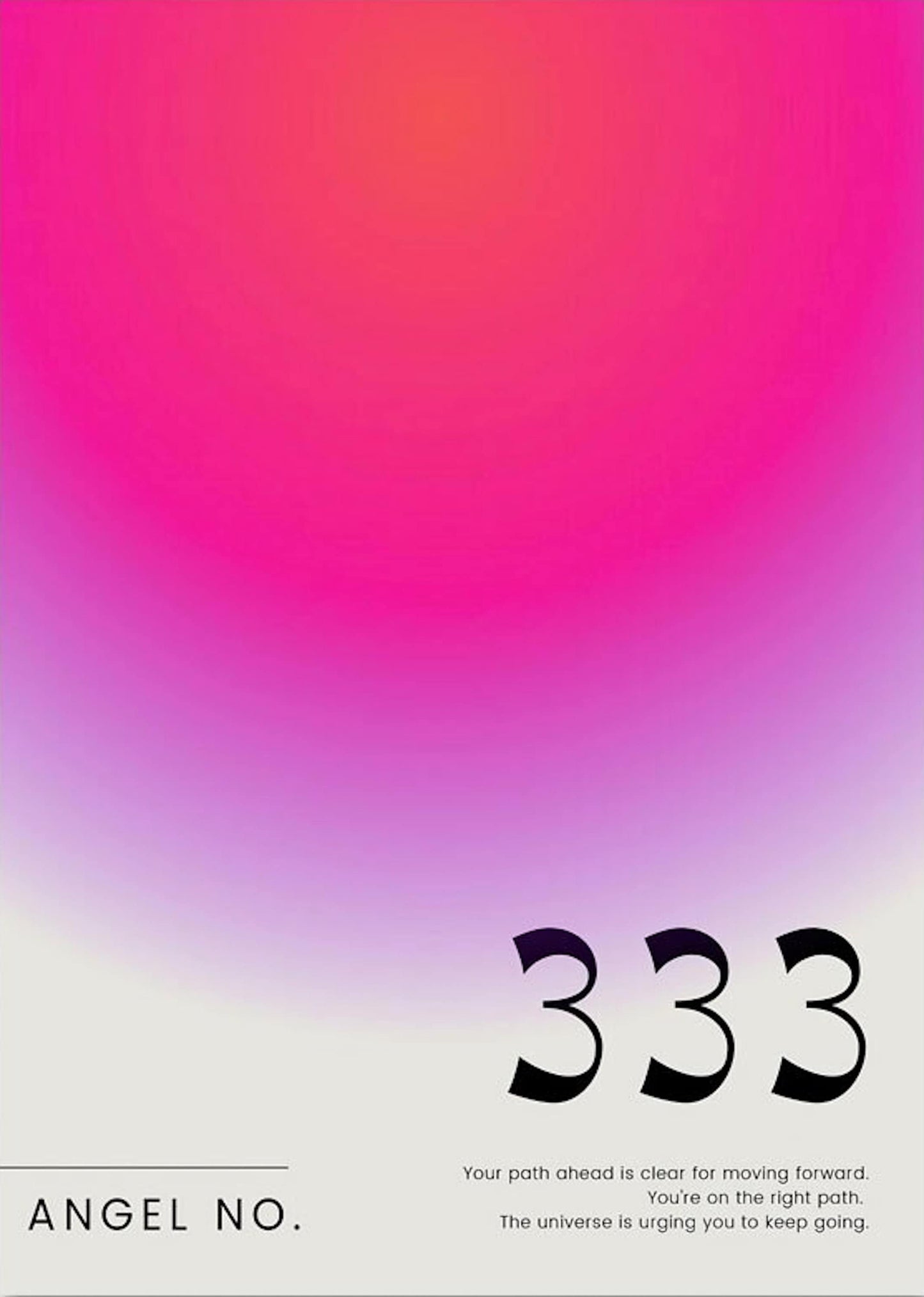 Faszinierendes Poster mit der Engelzahl 333, das positive Energie ausstrahlt. Ein Blickfang für Ihr Wohnzimmer oder Schlafzimmer. Positives Manifestationsthema von Justgoodmood.