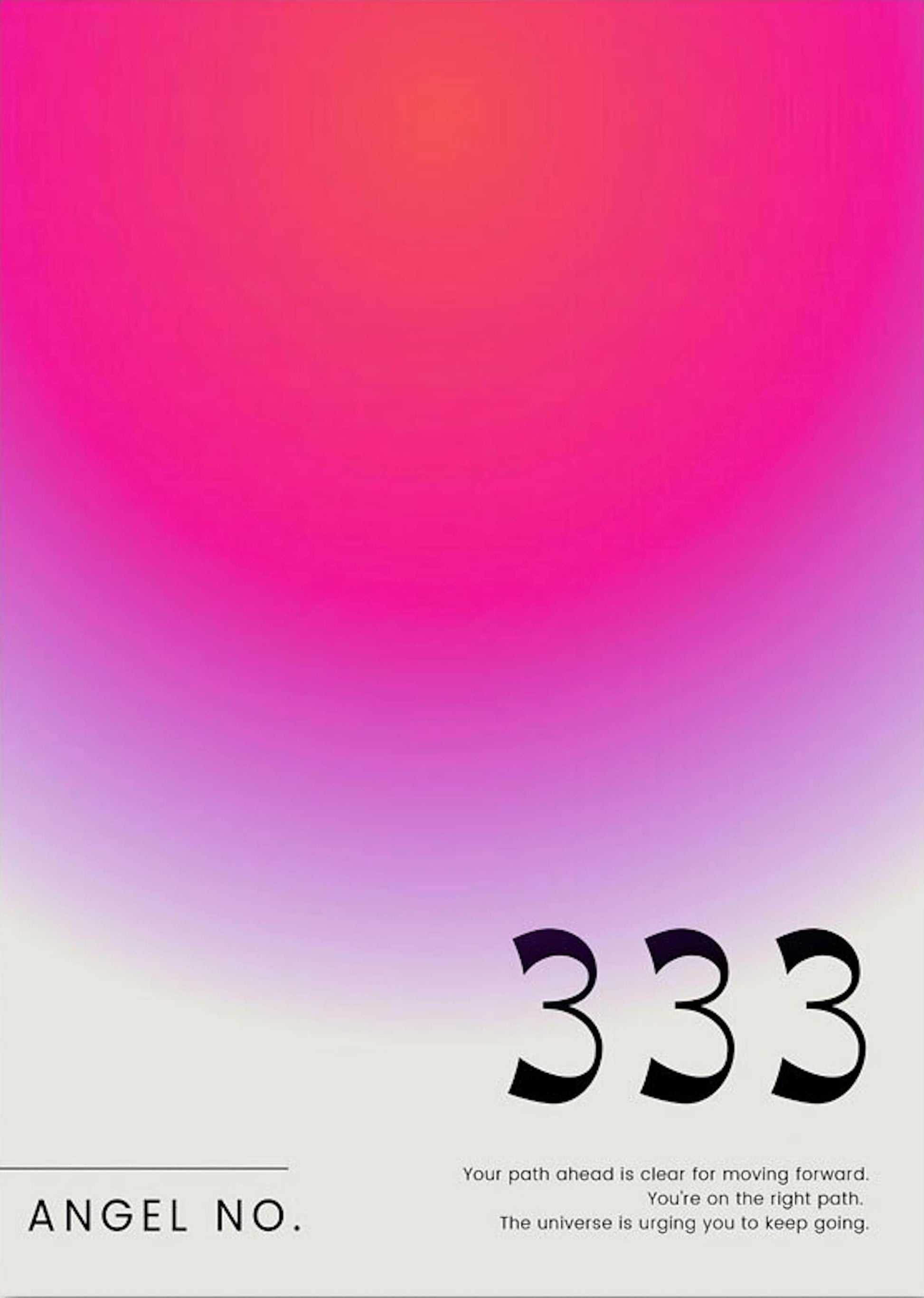 Faszinierendes Poster mit der Engelzahl 333, das positive Energie ausstrahlt. Ein Blickfang für Ihr Wohnzimmer oder Schlafzimmer. Positives Manifestationsthema von Justgoodmood.