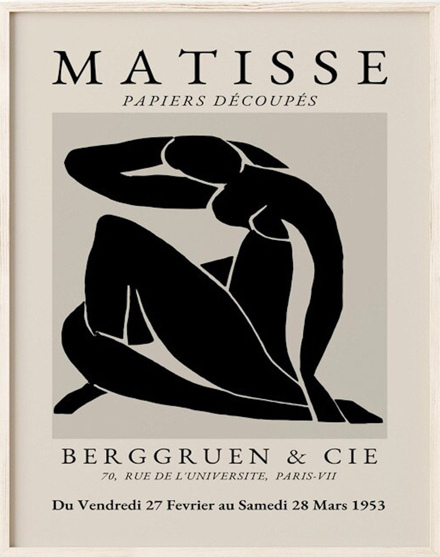 Elegantes Matisse Abstrakt Poster von justgoodmood, zeigt eine stilisierte Figur in schwarzem Design, perfekt als Deko Print für dein Zuhause.