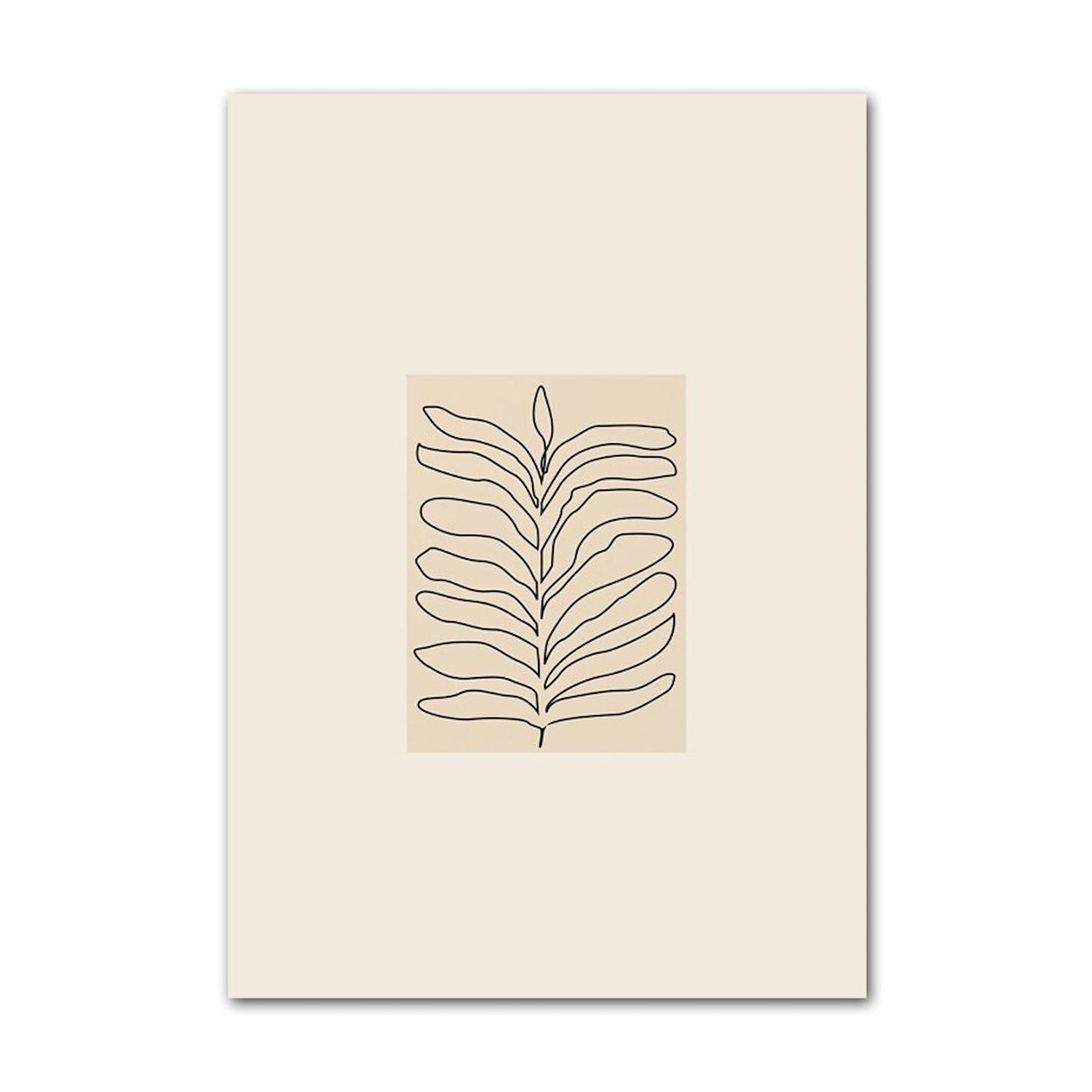 Elegantes Poster mit feinen Linien eines Blattes auf hellem Hintergrund, ideal für eine lebendige Wandgestaltung, erhältlich bei justgoodmood.