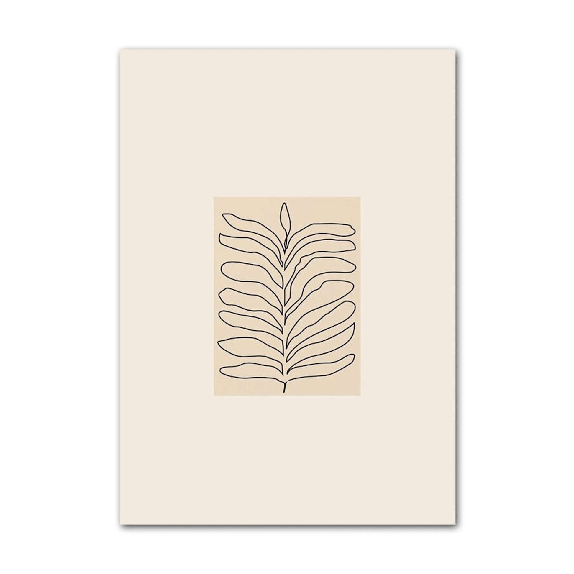 Elegantes Poster mit feinen Linien eines Blattes auf hellem Hintergrund, ideal für eine lebendige Wandgestaltung, erhältlich bei justgoodmood.