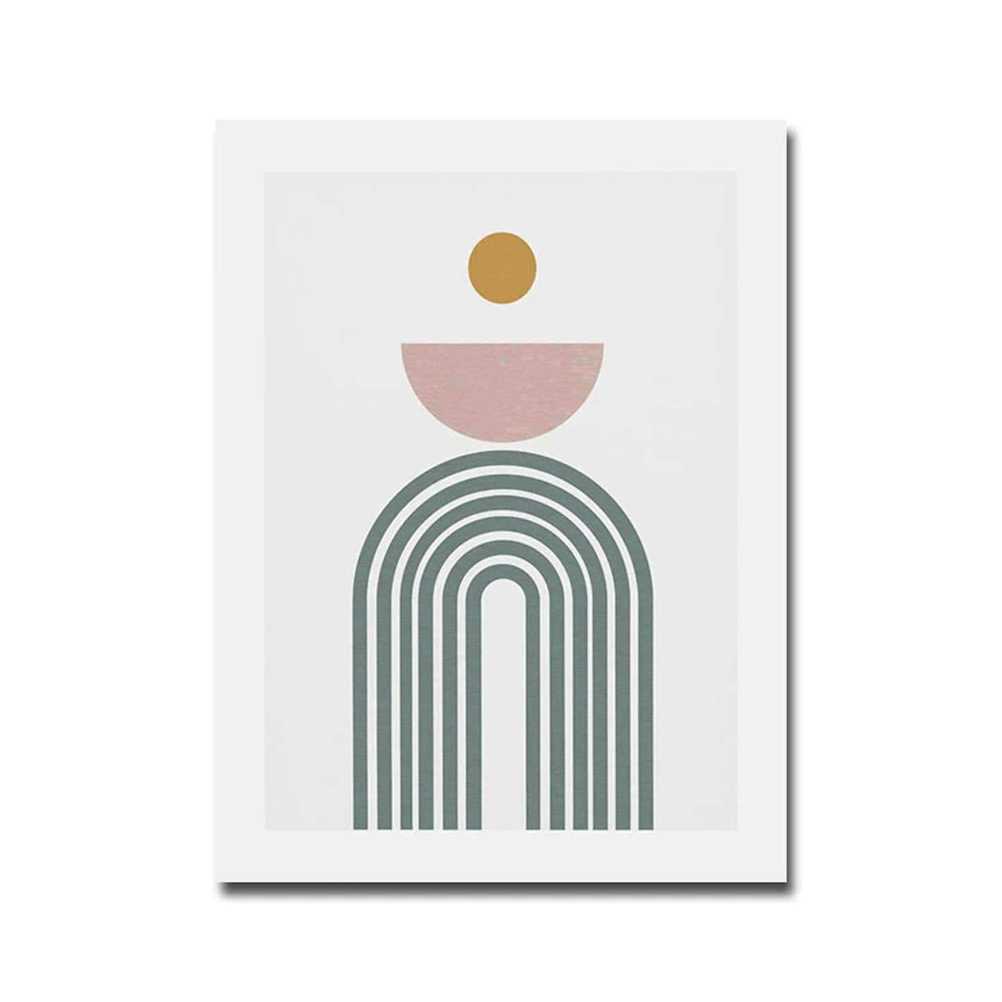 Buntes, geometrisches Poster von justgoodmood, inspiriert von Matisse, mit harmonischen Formen und sanften Farben, ideal für eine künstlerische Wandgestaltung.