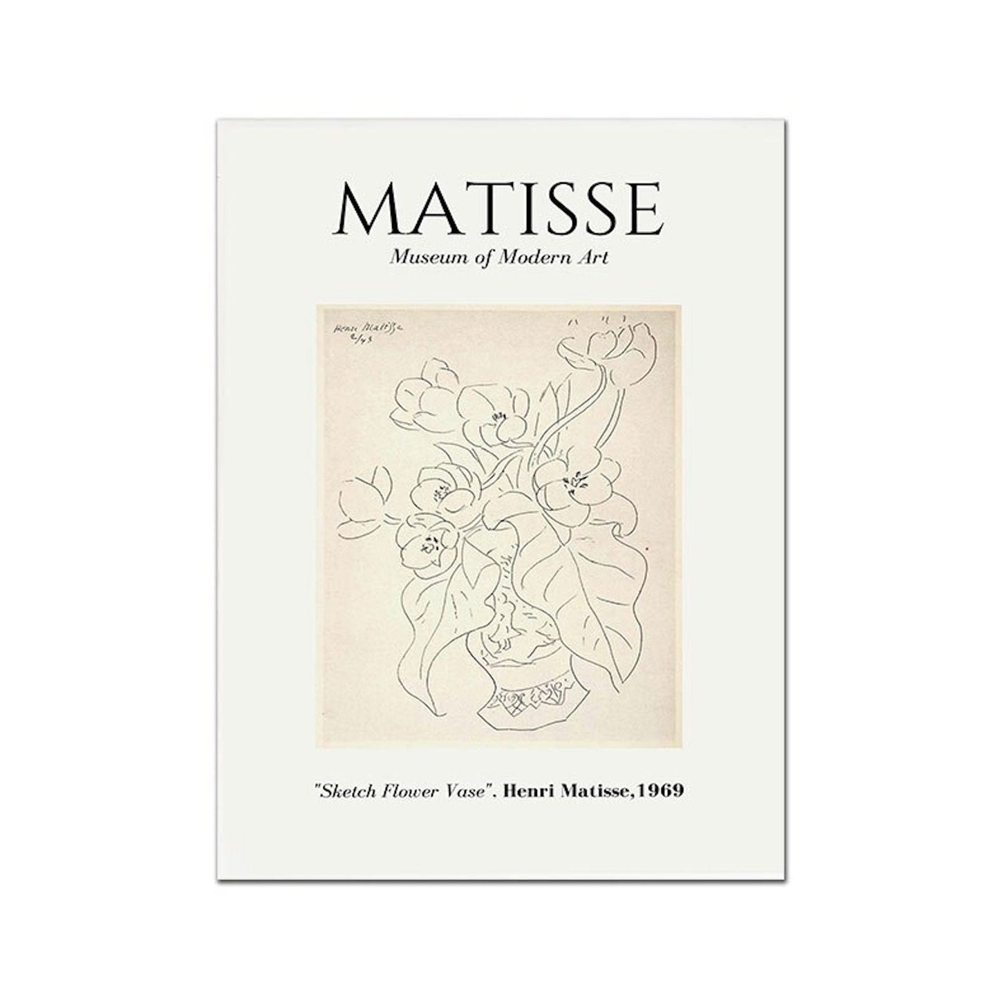 Ein elegantes Poster mit einer Skizze von Henri Matisse, das jeden Raum aufwertet. Poster Matisse Gesicht Abstrakt | Bilder Wohnzimmer von justgoodmood.