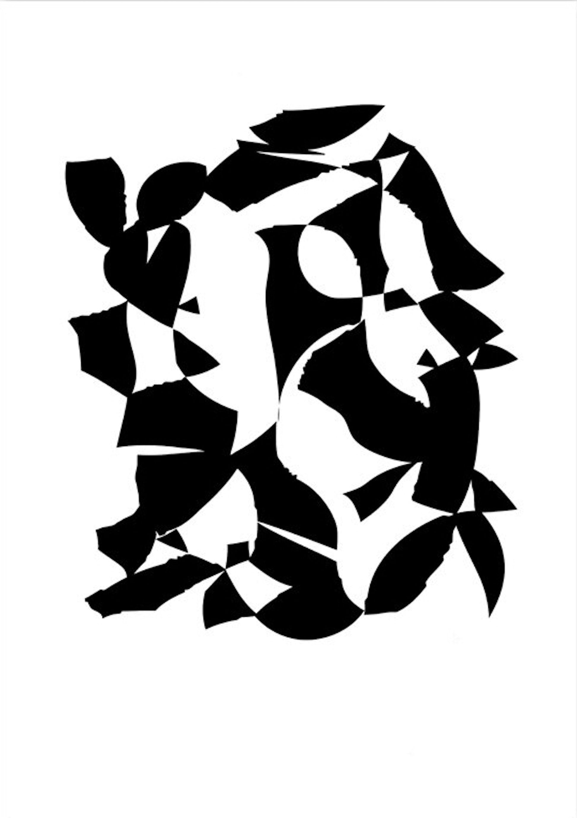 Dynamisches, modernes Poster mit schwarzen Formen - zeitgemäße Kunst für jedes Zuhause von justgoodmood.