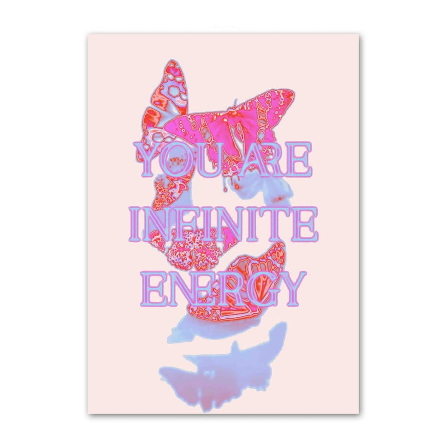 Buntes Poster von justgoodmood mit dem inspirierenden Spruch 'YOU ARE INFINITE ENERGY'. Perfekt als Deko Print für Spiritualität und Selbstliebe.