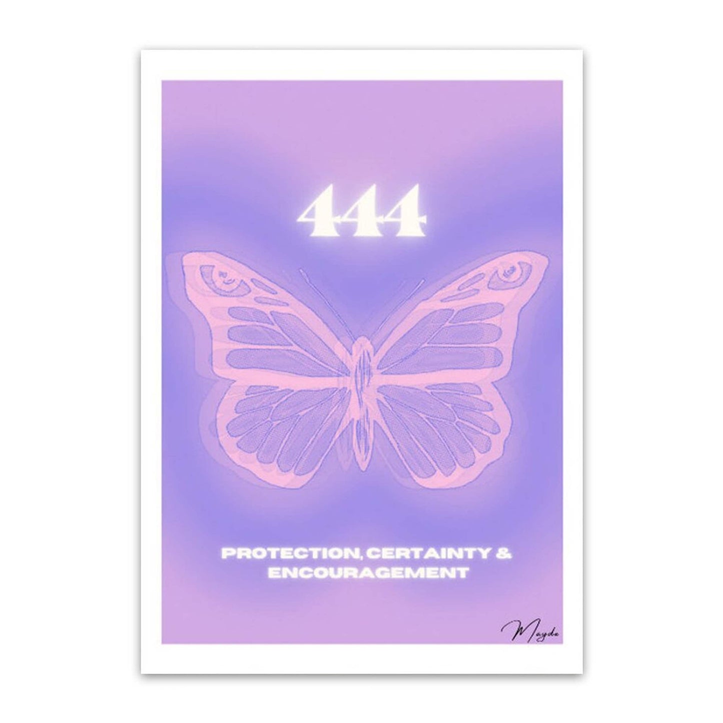 Faszinierendes Poster von justgoodmood mit der Zahl 222, das Visualisierung, Expansion und Ausrichtung symbolisiert, eine tolle Wanddeko ohne Rahmen.