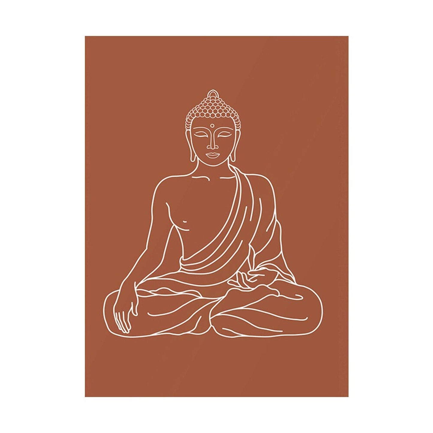 Inspirierendes Poster von justgoodmood mit einem minimalistischen Buddha-Design, das Ruhe und Gelassenheit ausstrahlt.