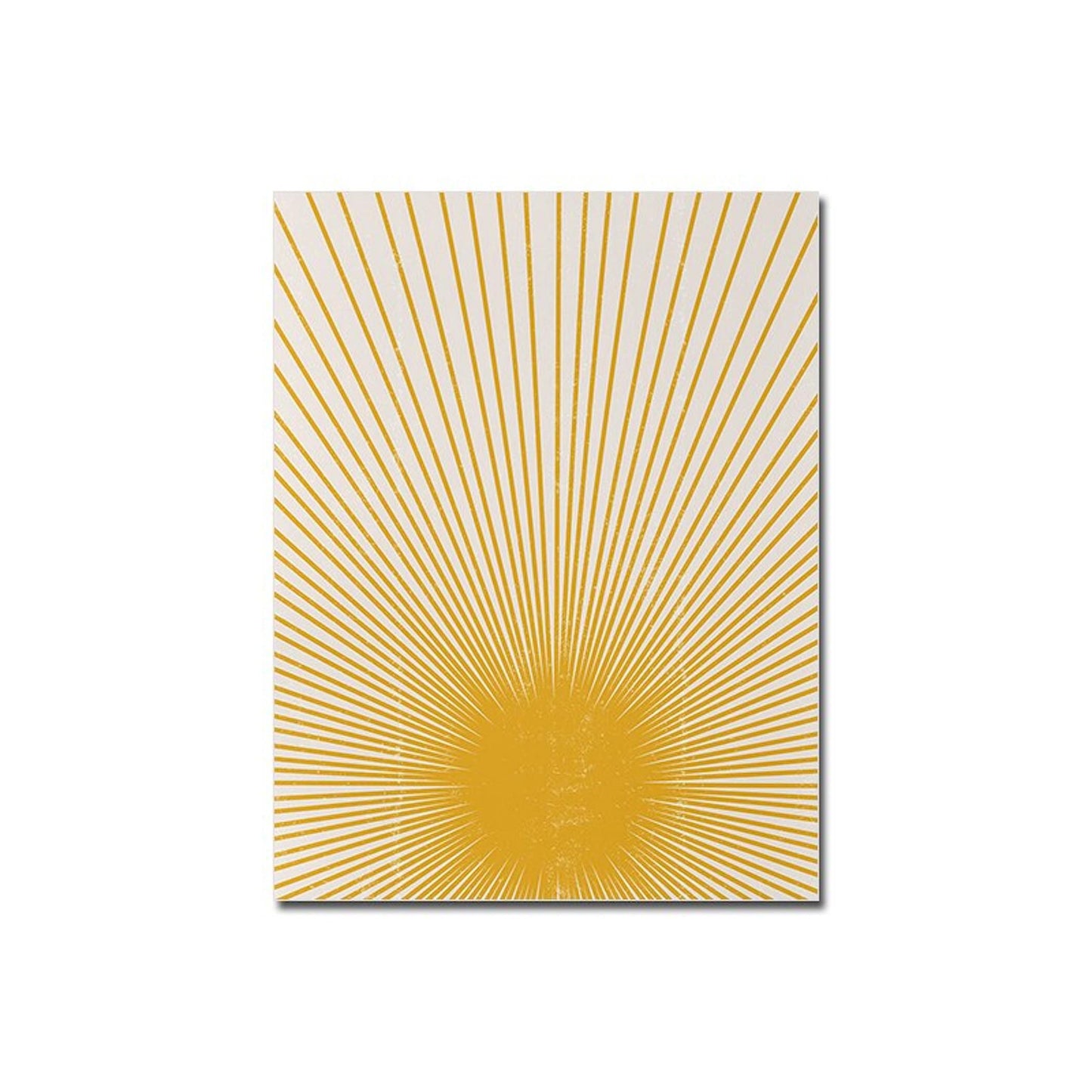 Lebendiges Boho Poster von justgoodmood mit strahlenförmigem Sonnenmotiv in Gelbtönen. Ein inspirierendes Kunstwerk für jedes Zuhause.