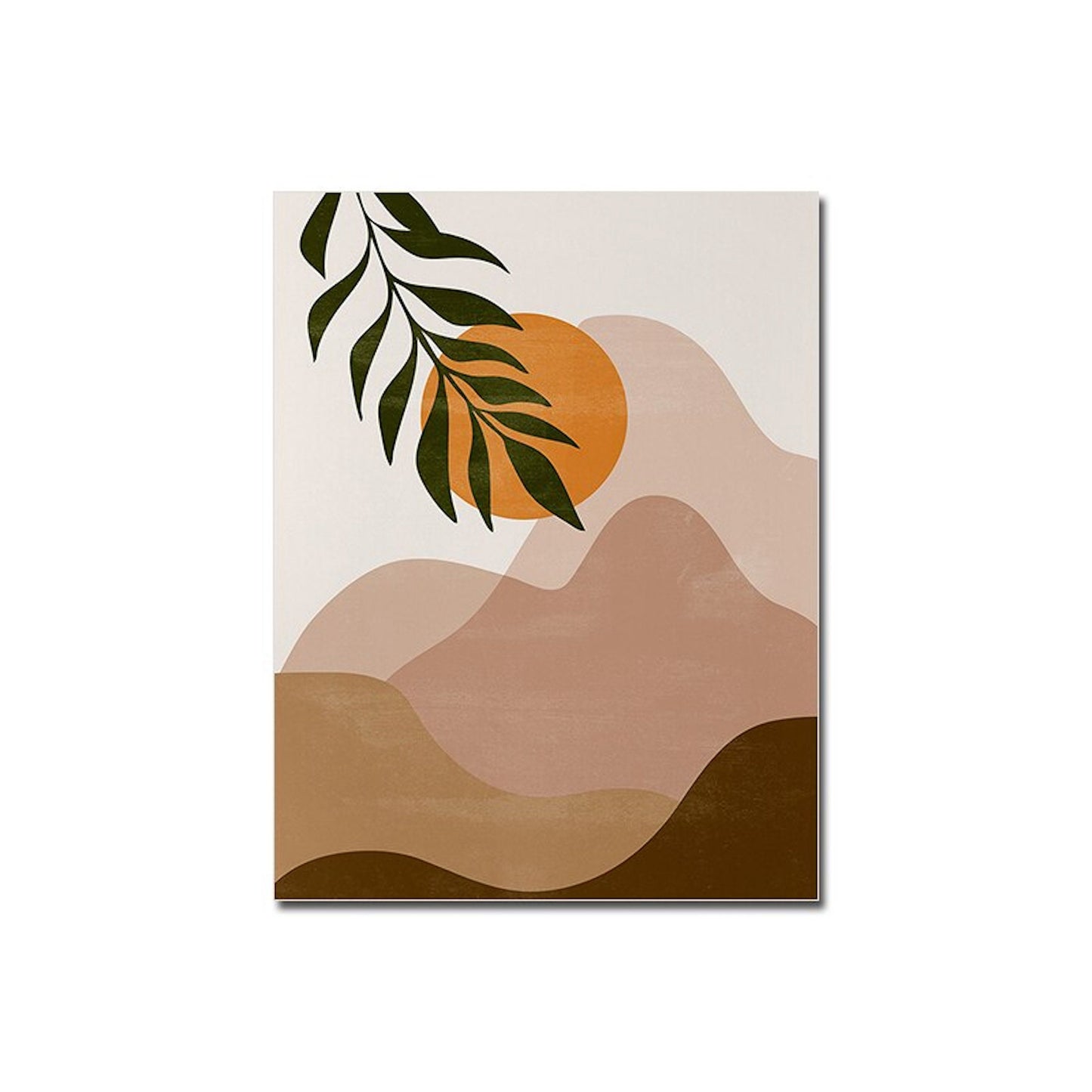 Wunderschönes Boho Poster mit einem Sonnenmotiv und sanften Bergtönen, perfekt als Deko von justgoodmood für eine gemütliche Atmosphäre.