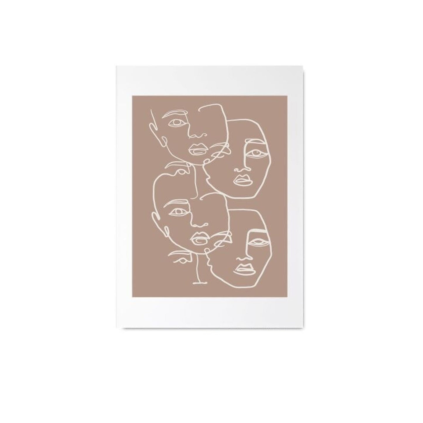 Kreatives Poster von justgoodmood mit mehreren Gesichtern in einer minimalistischen, einlinigen Zeichnung. Ein toller Deko Print für Kunstliebhaber.