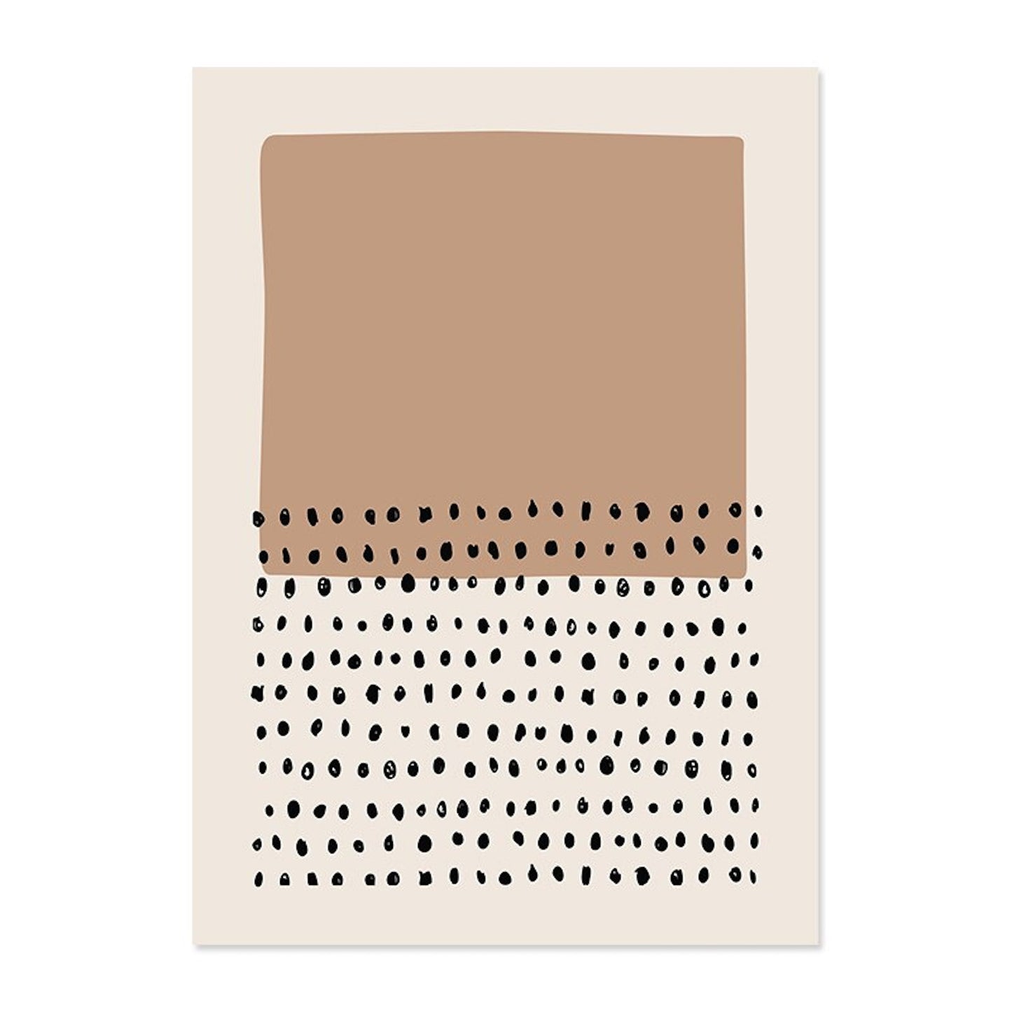 Poster Abstract shapes in beige brown and lines dot pattern as a decorative print without a frame