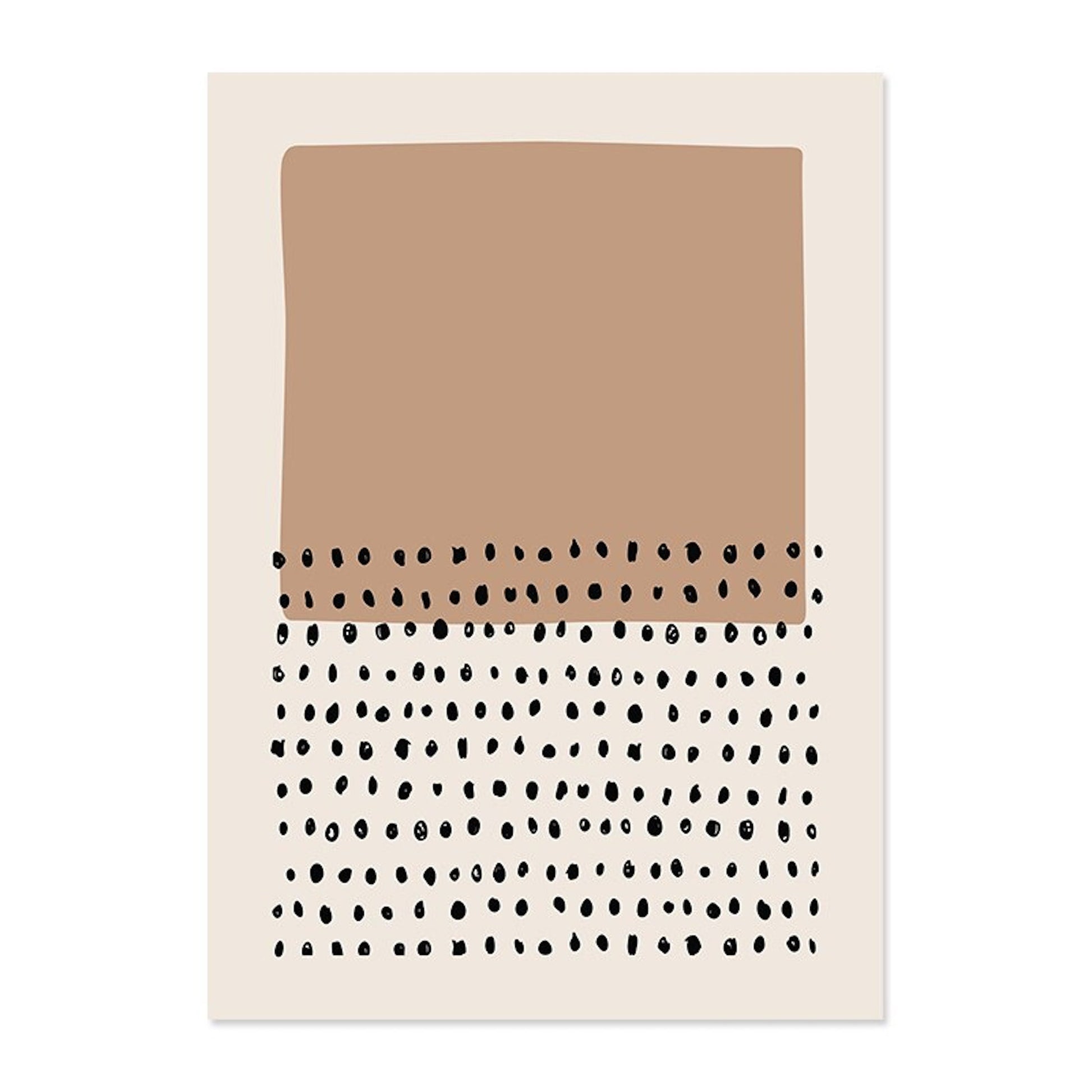 Kunstvolles Poster mit Punkten und Farbfeldern, Teil der Serie "Abstrakte Formen in Beige Braun und Linien Punkt Muster als Deko Print ohne Rahmen" von justgoodmood, ideal für jeden Raum.