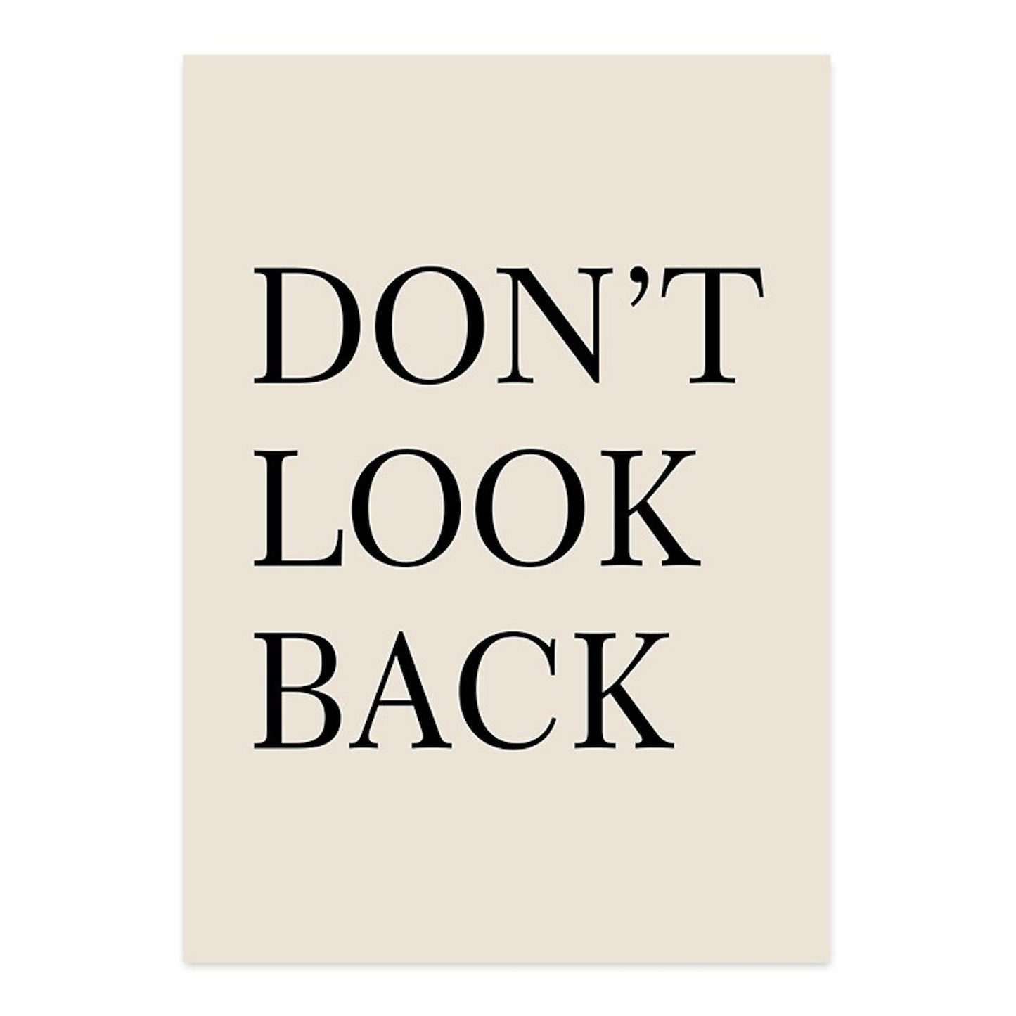 Poster Abstrakt Boho mit Linien und geometrischen Formen als Deko Print ohne Rahmen von justgoodmood, inspirierendes Motiv mit dem Spruch 'DON’T LOOK BACK' auf hellem Hintergrund.