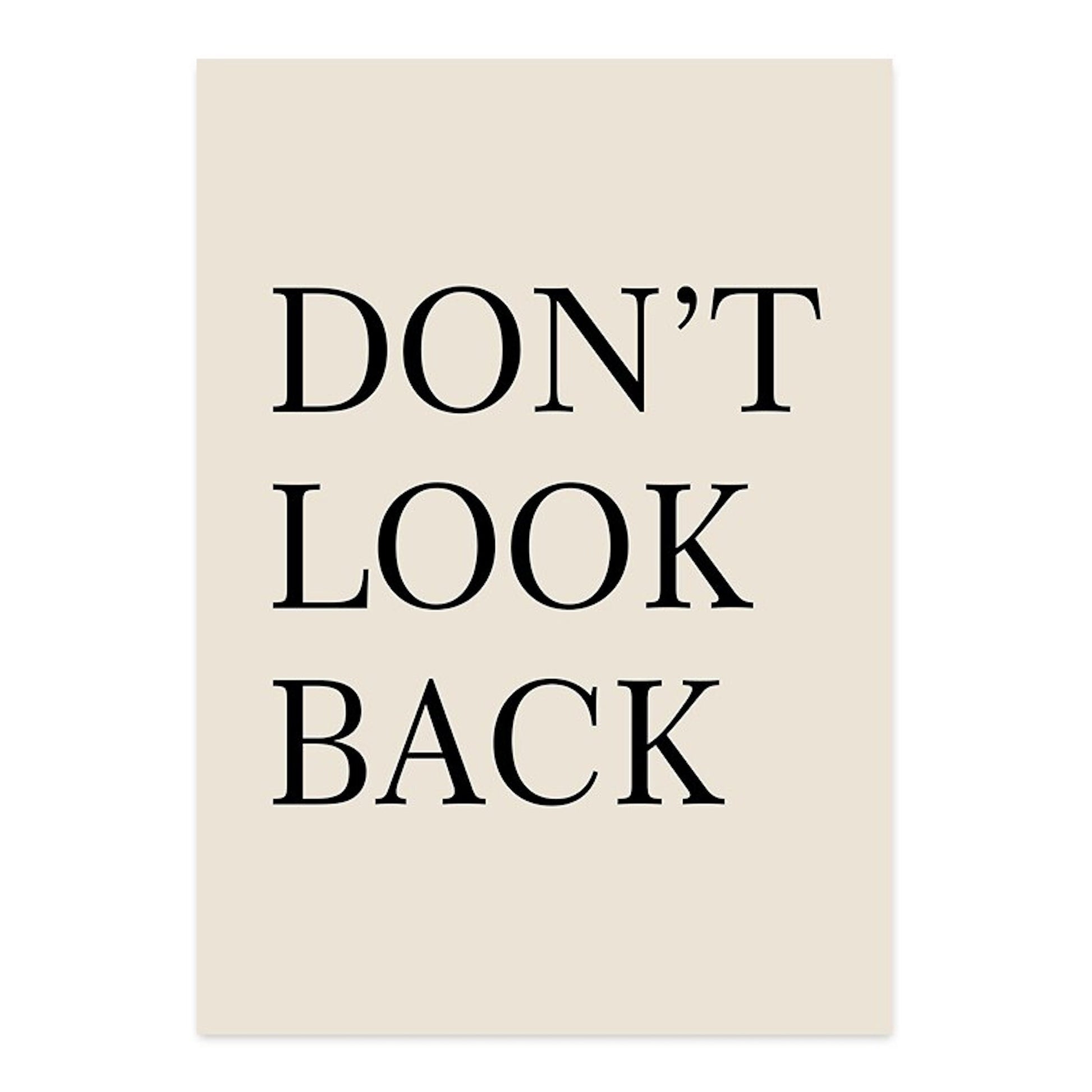 Poster Abstrakt Boho mit Linien und geometrischen Formen als Deko Print ohne Rahmen von justgoodmood, inspirierendes Motiv mit dem Spruch 'DON’T LOOK BACK' auf hellem Hintergrund.