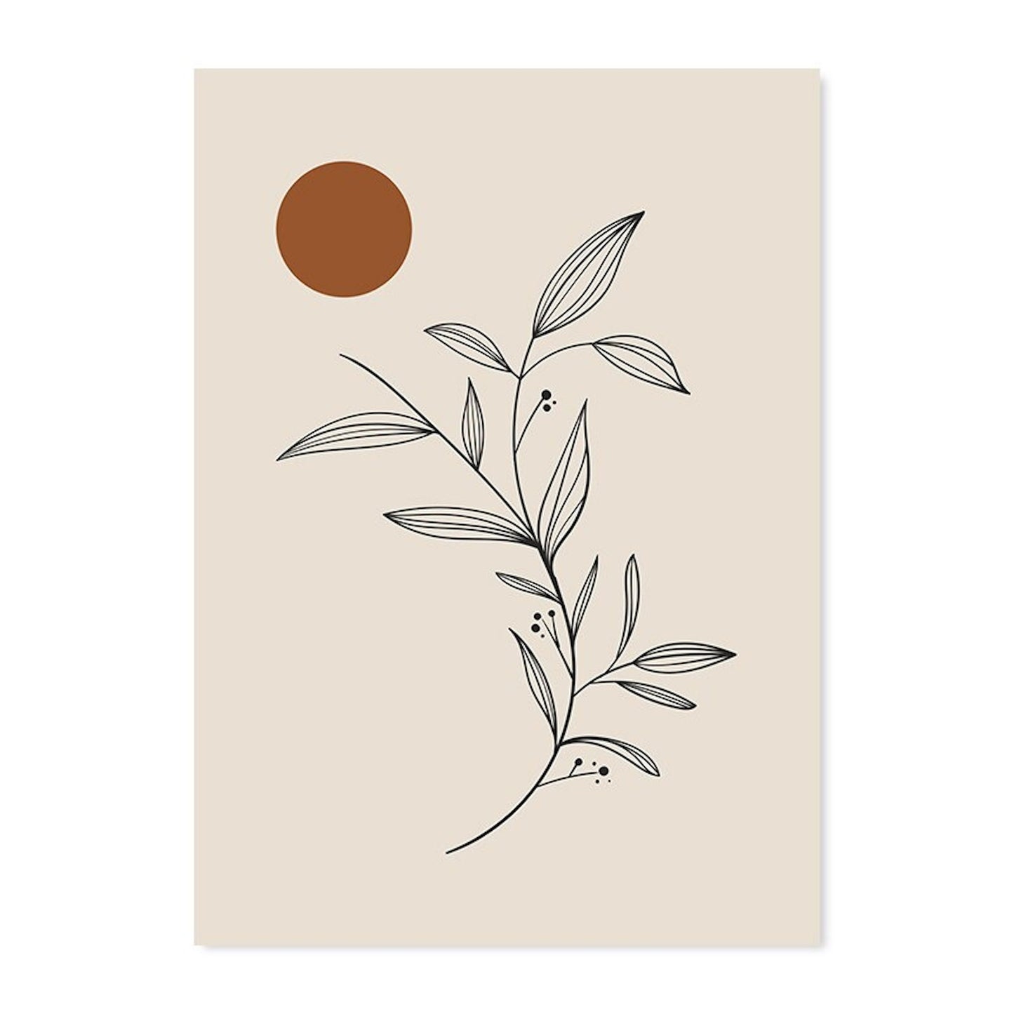 Minimalistisches Poster mit einer feinen Pflanzenzeichnung und einem bunten Akzent, perfekt für Boho-inspirierte Räume, von justgoodmood. Poster Monstera Blätter und Pflanzen Blätter Abstrakt Boho als Deko Print ohne Rahmen.