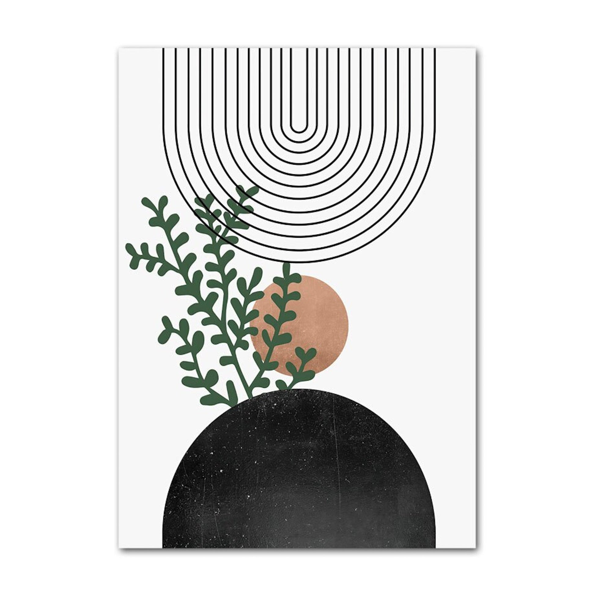 Elegantes Poster von justgoodmood mit einer Kombination aus Kräutern und geometrischen Formen, ideal für kreative Einrichtungsstile.