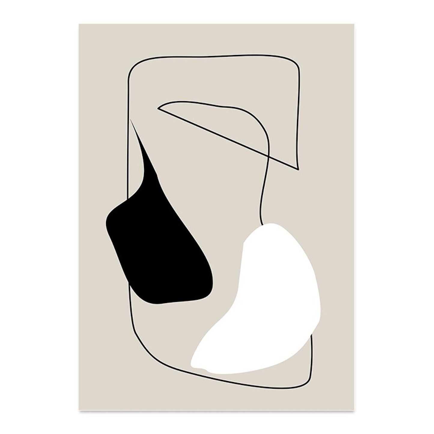 Kreatives Poster von justgoodmood, das abstrakte Formen zeigt. Das Design mit dem Titel 'Dünne Linien und Formen' ist eine originelle Wanddekoration für jedes moderne Zuhause.