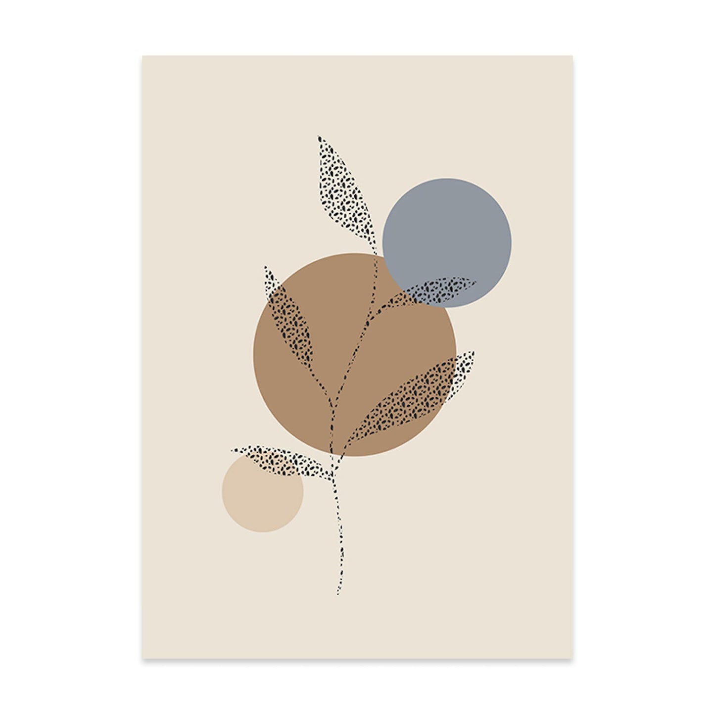 Kreatives Boho Stil Poster von justgoodmood mit bunten Kreisen und einem Zweig, ideal als Deko Print zur Verschönerung Ihrer Wände.