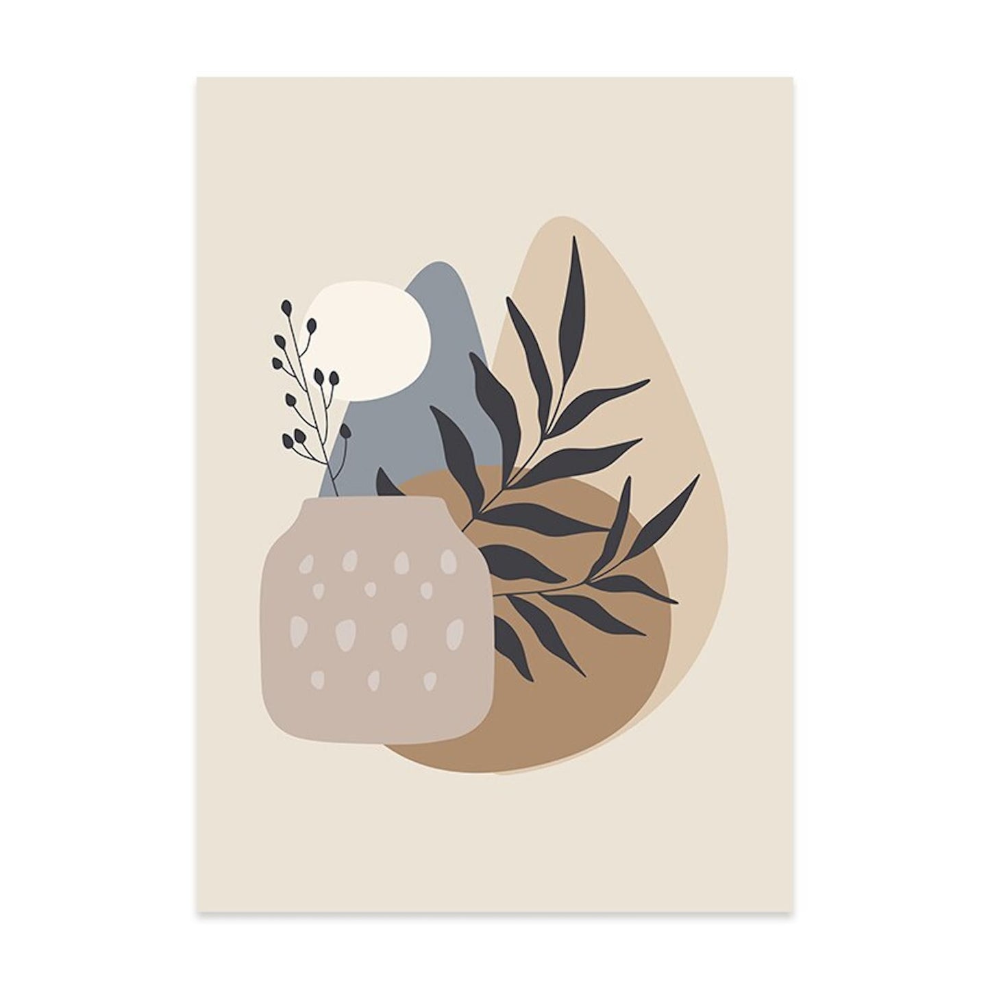 Charmantes Boho-Stil Poster, das eine Pflanze in einem dekorativen Topf zeigt, eine perfekte Wanddekoration von justgoodmood.