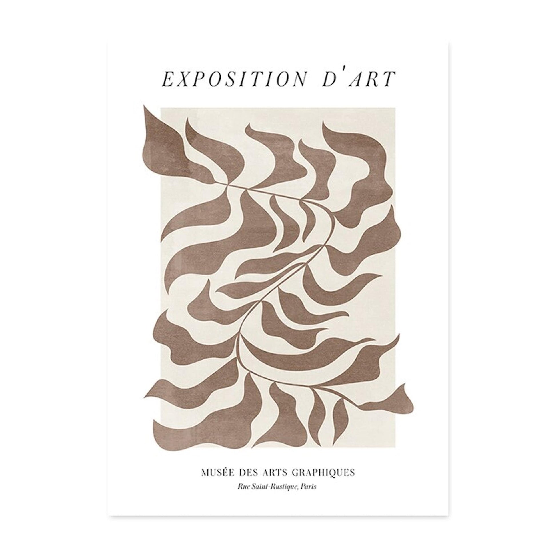 Elegantes Poster von justgoodmood mit künstlerischen Blättermotiven, perfekt für kreative Wohngestaltung - Gesichtslinien und Abstrakte Formen als Deko Print ohne Rahmen.