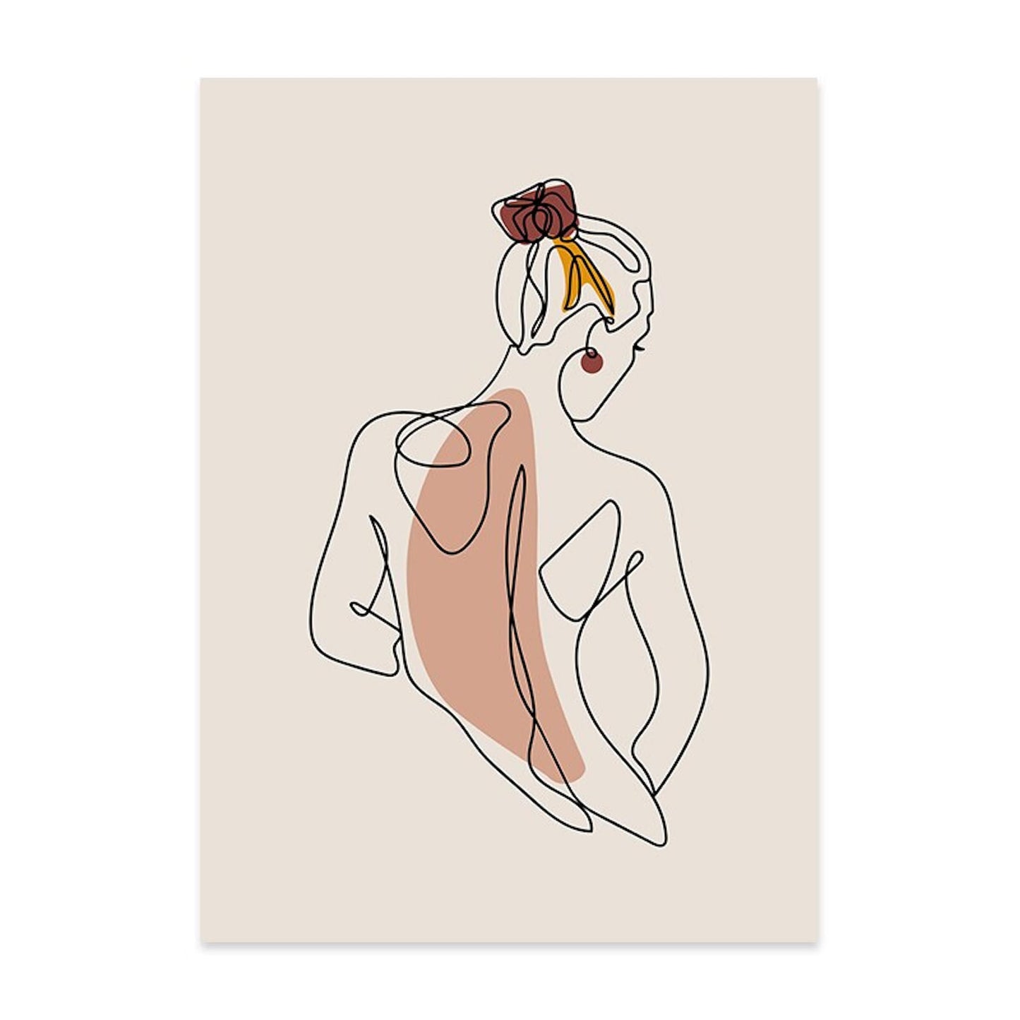 Ansprechendes Poster "Körper und Gesichtslinien" von justgoodmood, das eine stilisierte Frauenfigur zeigt - eignet sich hervorragend als Deko für jedes Zimmer.