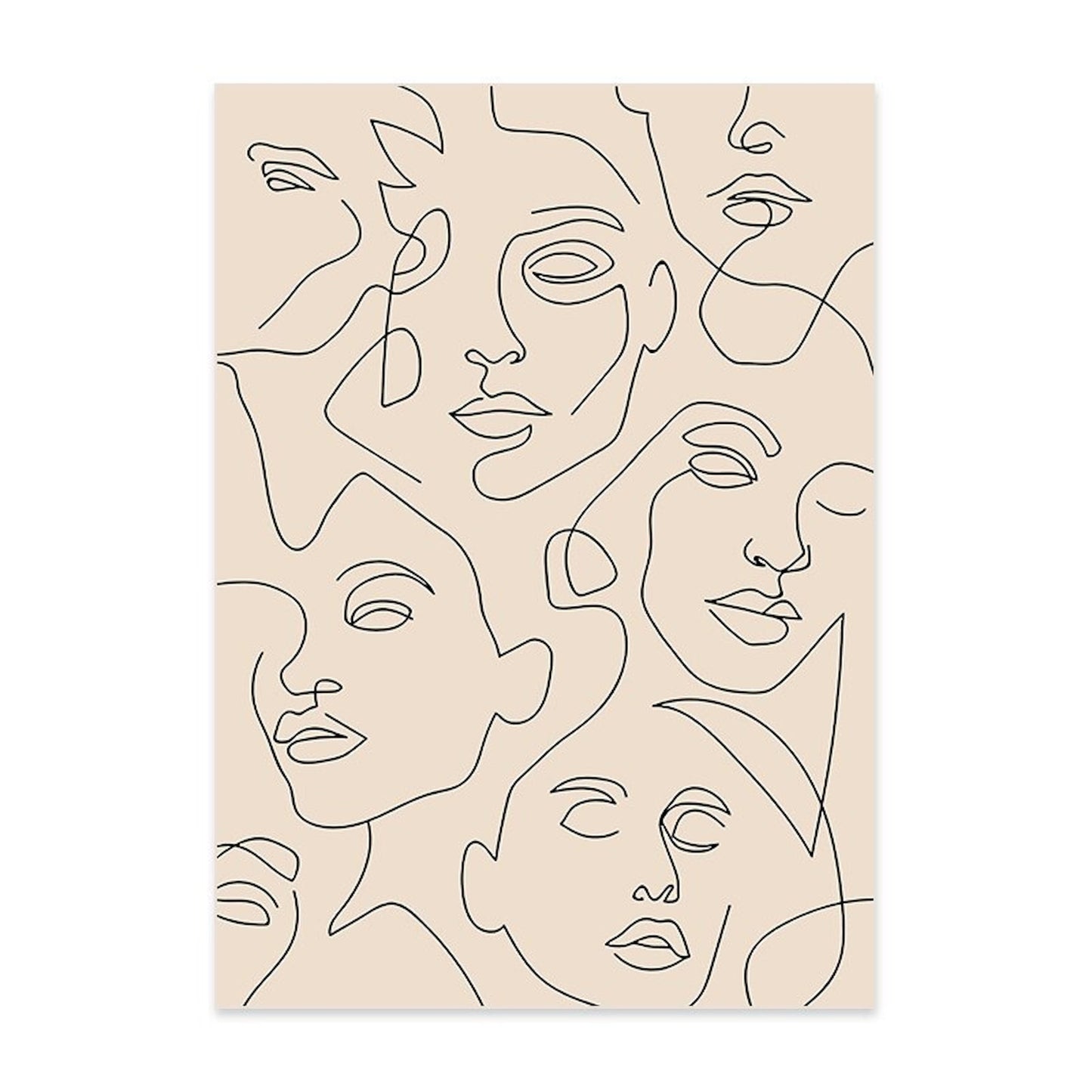 Kreatives Poster von justgoodmood mit einem außergewöhnlichen Design, das abstrakte Gesichter darstellt, perfekt als Teil der "Körper und Gesichtslinien" Kollektion.