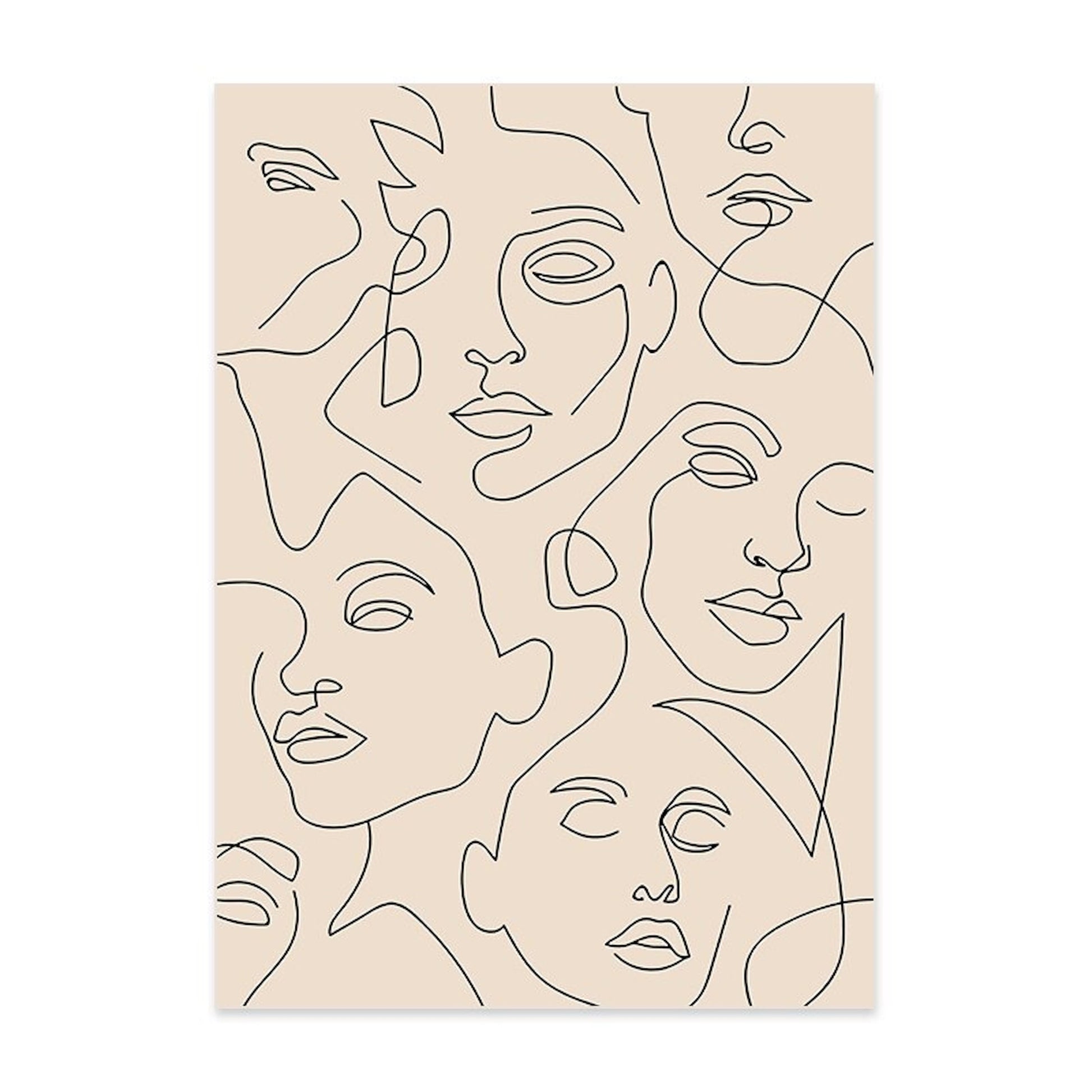 Kreatives Poster von justgoodmood mit einem außergewöhnlichen Design, das abstrakte Gesichter darstellt, perfekt als Teil der "Körper und Gesichtslinien" Kollektion.