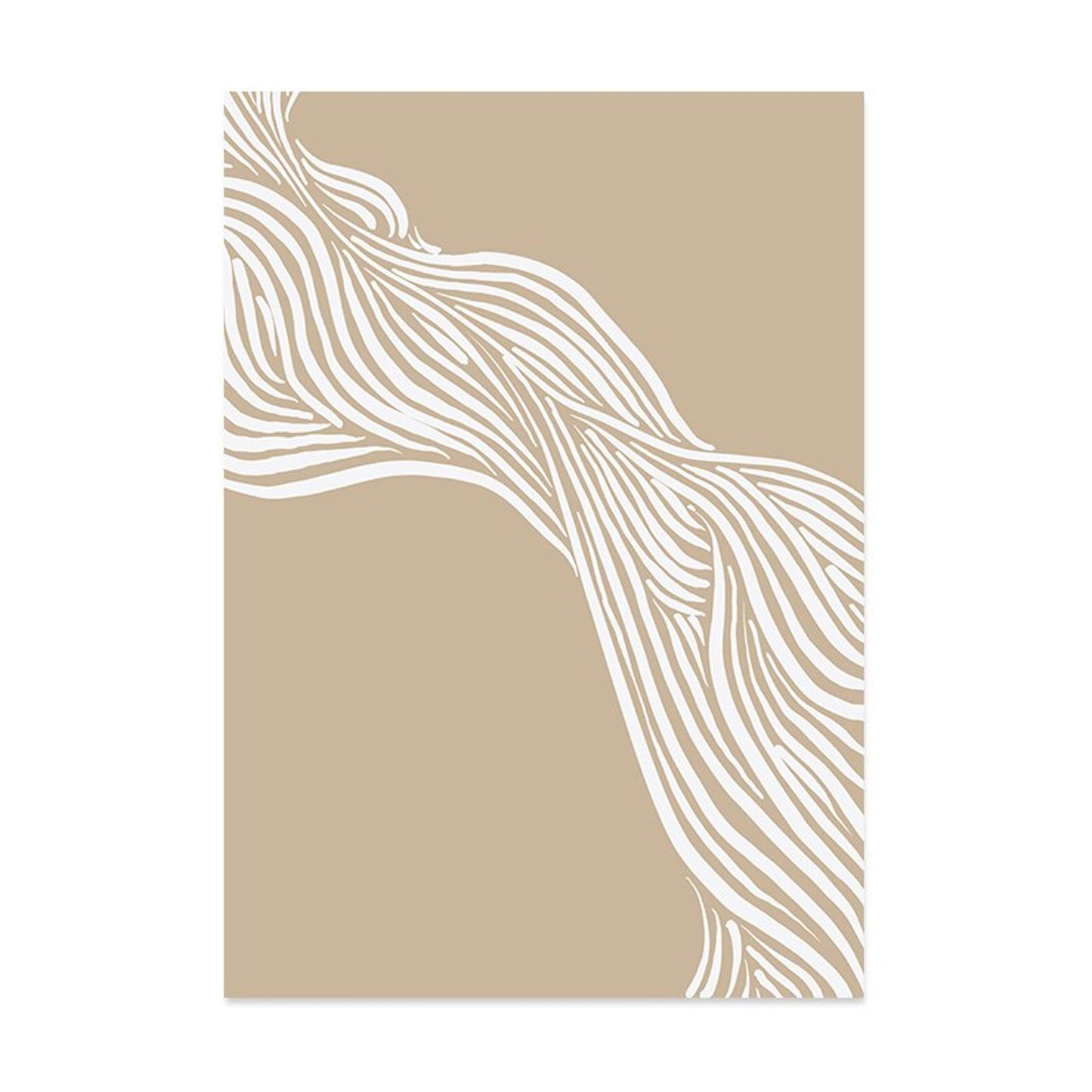 Schönes Poster von JustGoodMood mit einzigartigen geschwungenen Linien auf einem beigen Hintergrund, perfekt für jeden Raum. Boho Abstrakte Linien und Frauen Kurven Körper Formen als Print ohne Rahmen.
