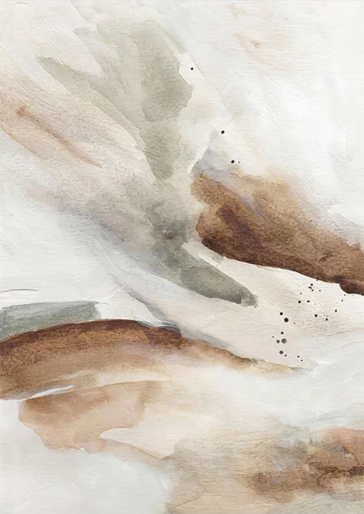 Entspanntes Aquarellmuster in neutralen Farben, ideal für jeden Raum | Poster Winter Tannenzapfen Baumstämme Frostblätter von justgoodmood.